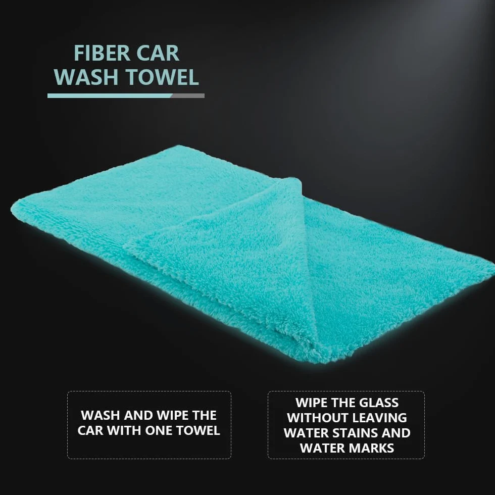 SPTA Toalla de Secado de Microfibra para Lavado de Coche, Paquete de 6 Toallas de Lavado de Coche súper afelpadas sin Bordes para Detalles de automóviles, 16.1 x 17.7 Pulgadas, 420 g/m², Azul