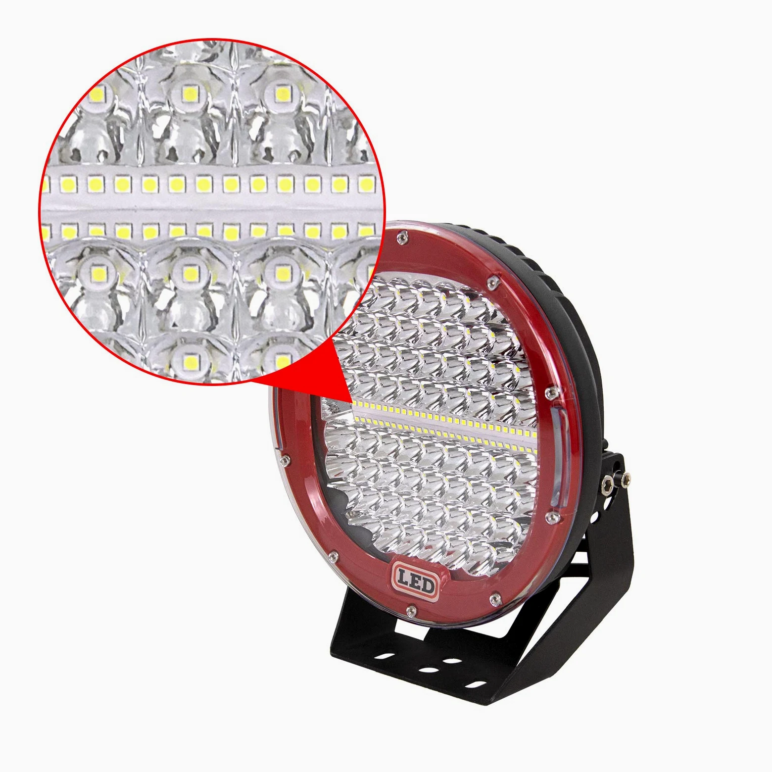 PICAA Foco de trabajo LED 9‘’ pulgadas 294W Ronda LED Spot Tractor 12V-24V 6000K Focos LED para Tractores IP68 Impermeable Luz de Niebla Coche,SUV, UTV, ATV, Off-road,Camión,Moto,Barco (rojo)