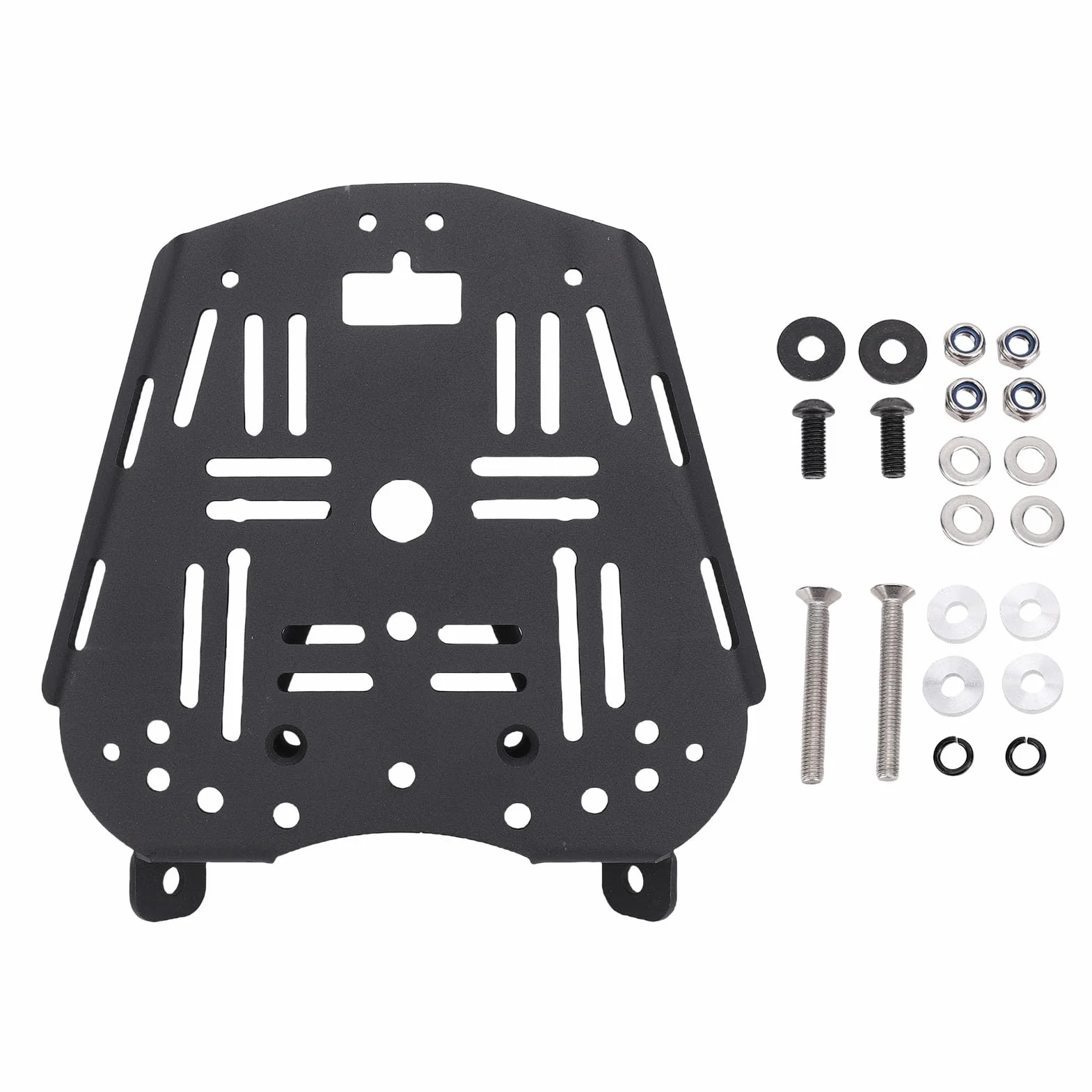 Yctze Caja Placa Base Soporte de Motocicleta Rejilla de Equipaje de Montaje en de Acero de Acero Desmontable de Carbono Inferior para Zontes 368g 501g con Acabado Negro