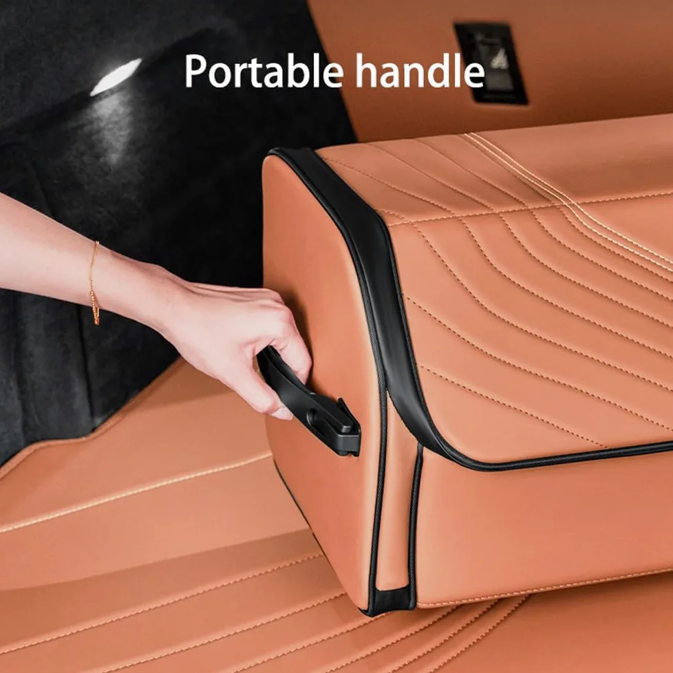 Organizador de maletero plegable for coche - Organizador de maletero plegable con tapa - Organización del maletero ，Caja de almacenamiento para coche(Black)