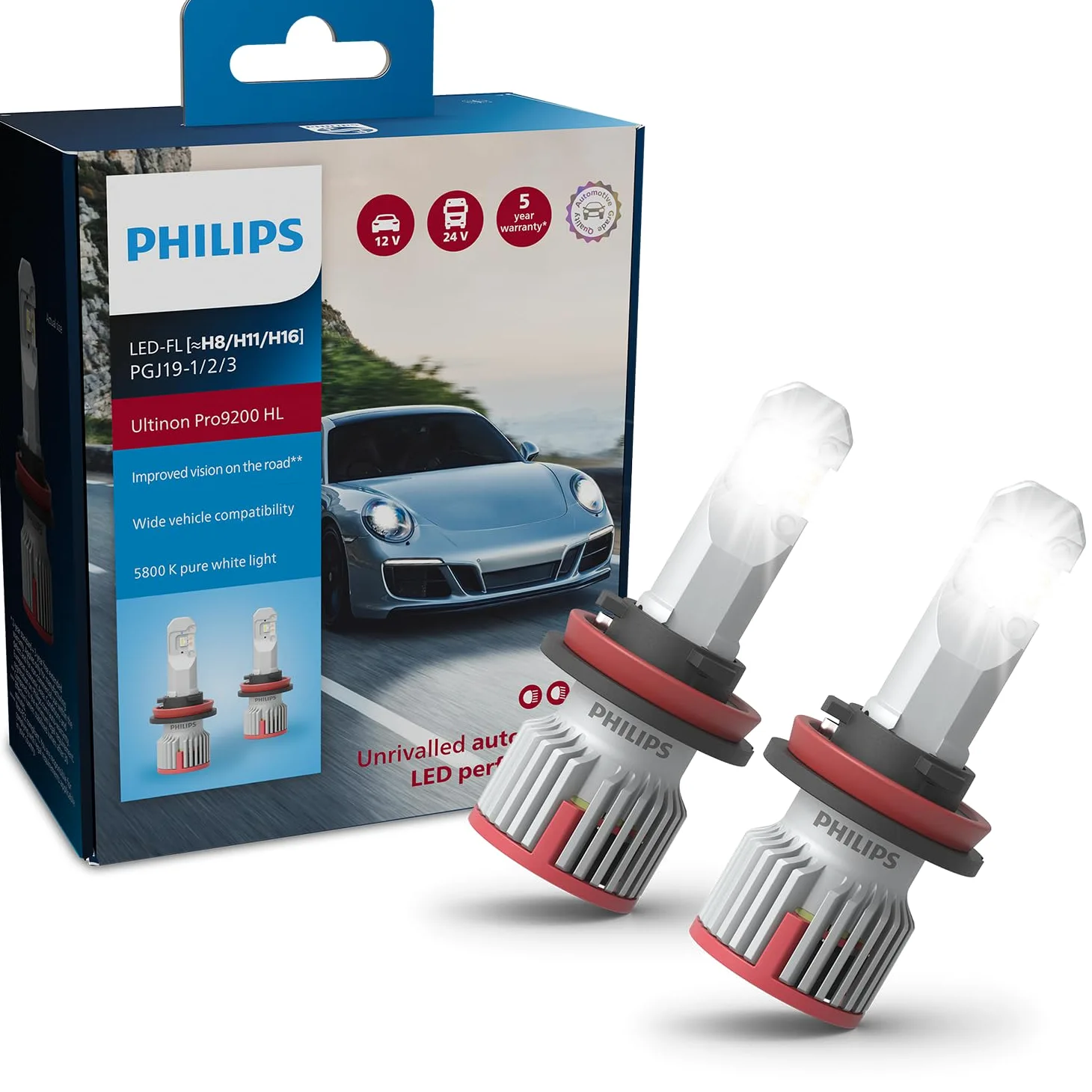 Philips Ultinon Pro9200 LED lámpara para faros de coche (H8/H11/H16), 5.800K, set de 2
