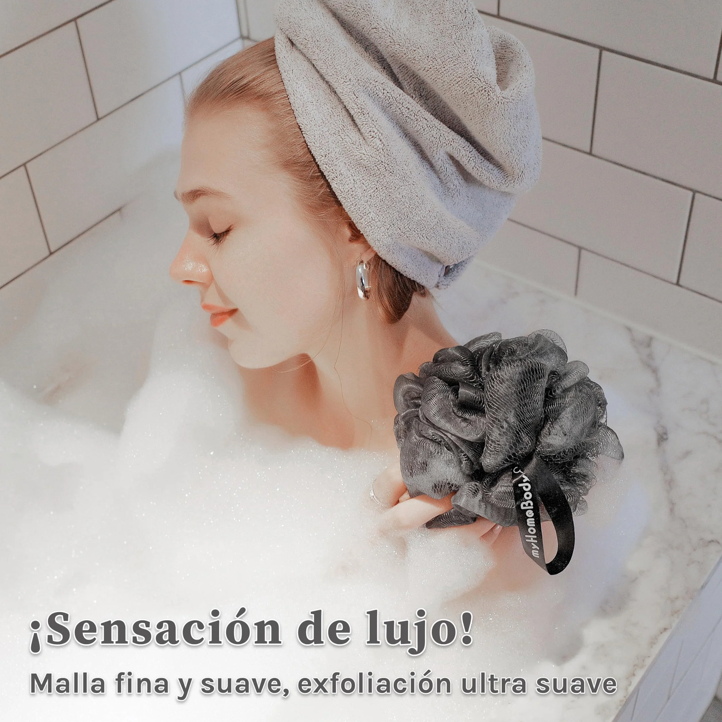Esponja de lufa grande 70g exfoliante corporal baño con carbón activado 2 Graphite Gray + 1 Sage Green Paquete de 3