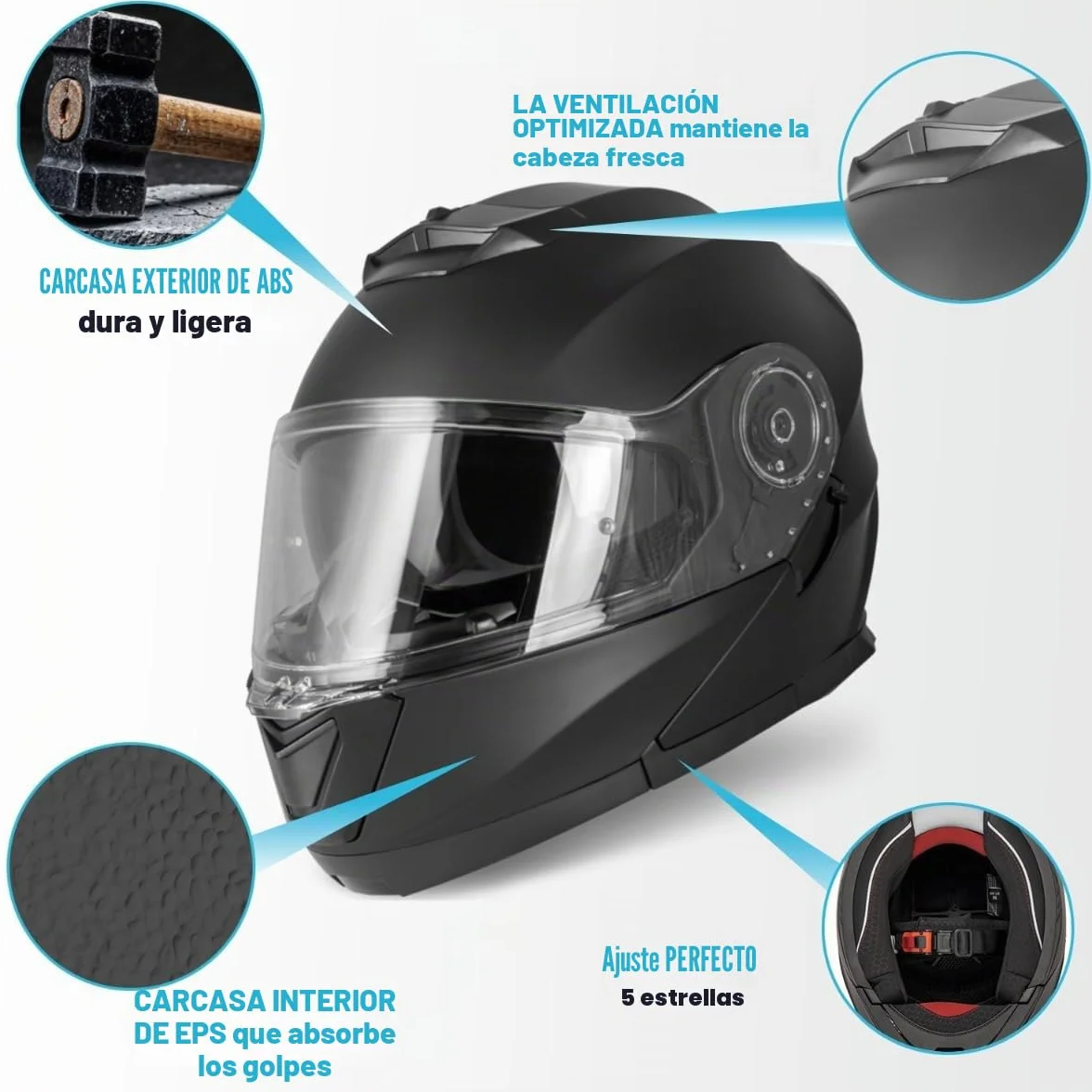 VINZ Busan Casco Modular con Visera Solar | Casco Moto & Scooter & Ciclomotor | ECE 22.06 Homologado | En Tamaño XS - XXL | para Hombre y Mujer