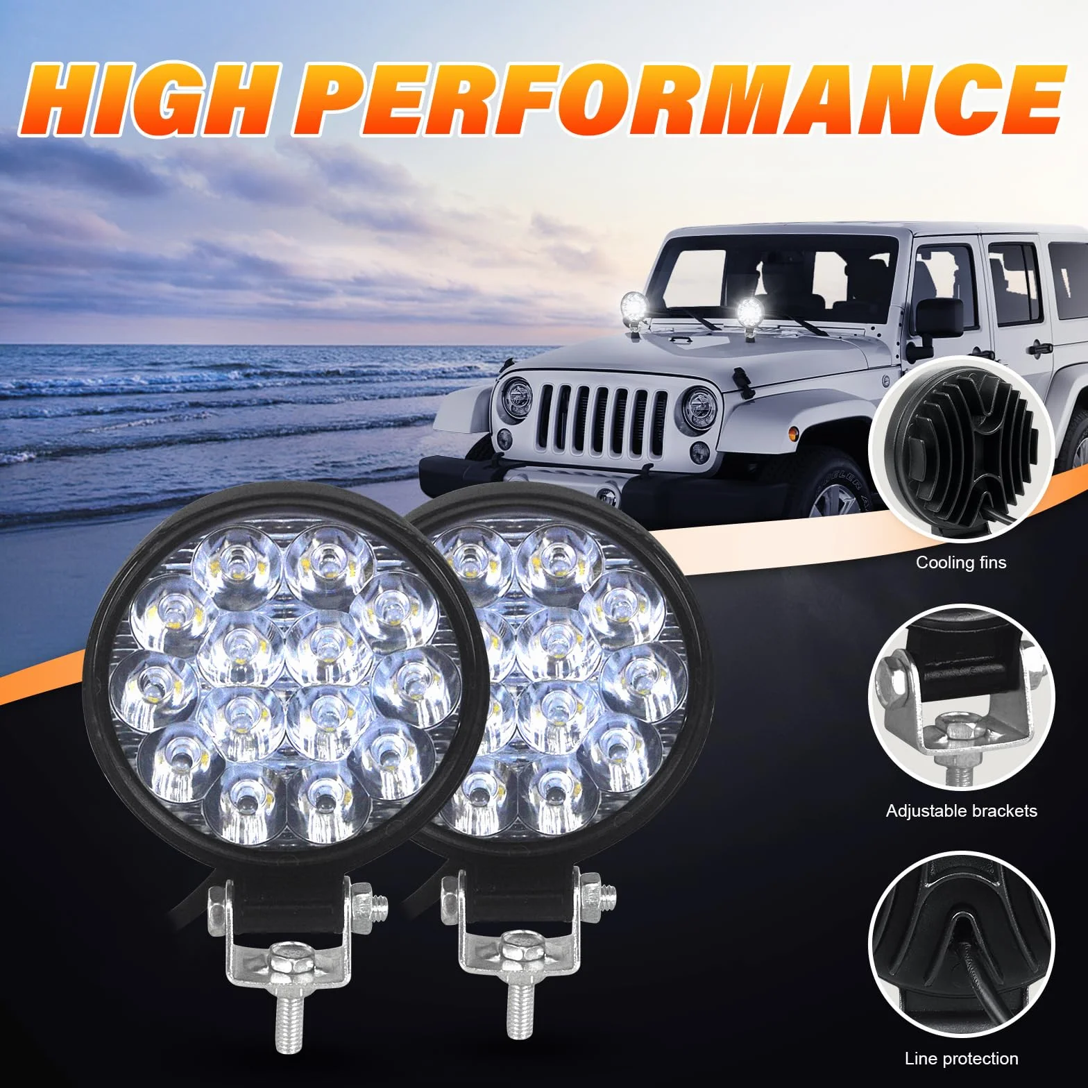 RIGIDON 10 focos de trabajo LED, 3,2 pulgadas, 42 W, mini faros de profundidad, Spot luces de trabajo LED 12 V 24 V 6000 K focos antiniebla para Off Road Offroad Offroad Coche Tractor Camión SUV ATV