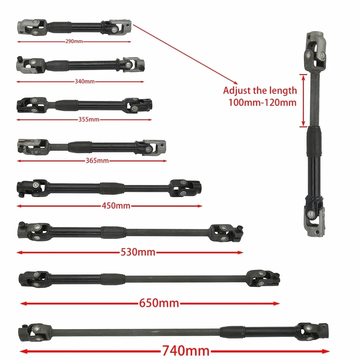 Eje De Transmisión Ejes Motriz Mangueta De Dirección Ajustable Juntas Universales Eje Varill Piezas Para Vehículos Utilitarios Buggies UTV Quads Y ATV 290 Mm - 740 Mm 30T(530mm)