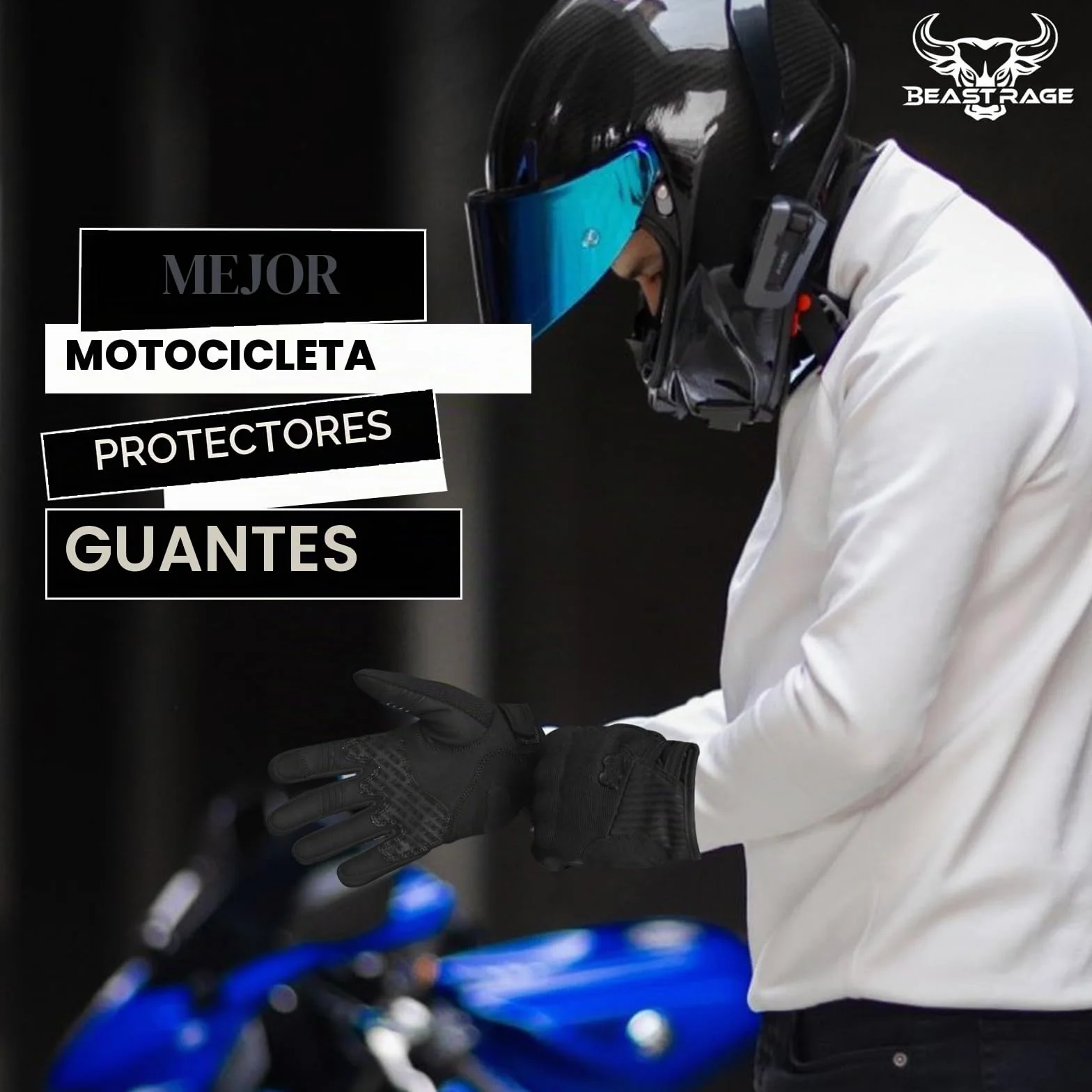 BEAST RAGE Guantes de moto de verano - Guantes de equitación con pantalla táctil transpirables para hombres y mujeres, guantes ligeros para correr off-road con protectores de dedos, agarre