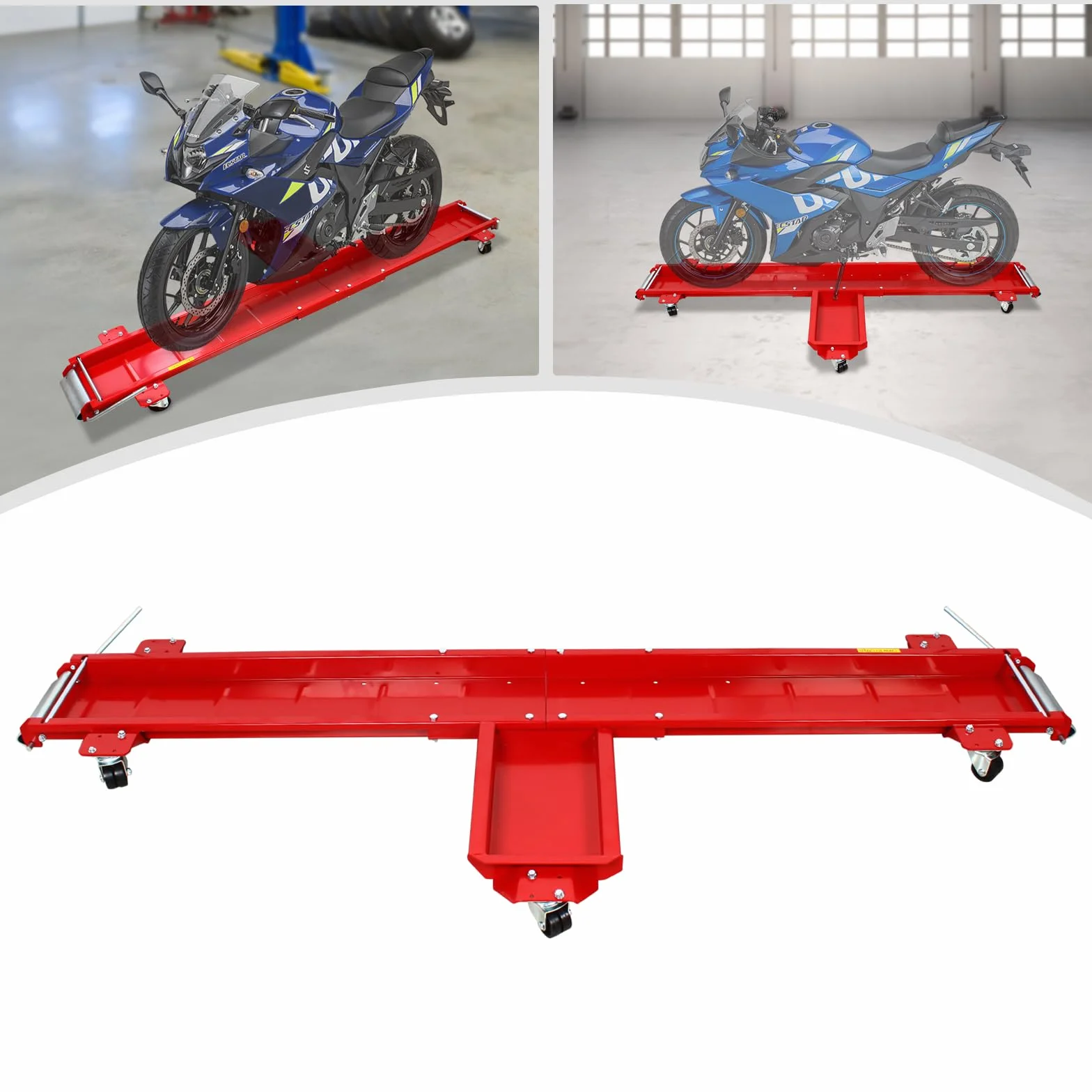 WooDerson Carrito central de 567 kg para motocicleta, herramienta de garaje y aparcamiento