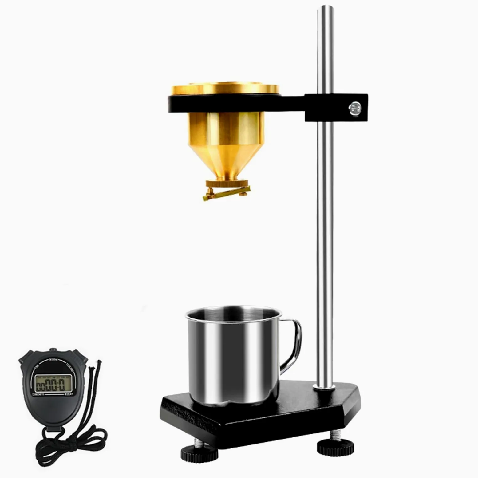 Vaso medidor de viscosidad con soporte ajustable y cronómetro para pruebas de pintura y revestimiento