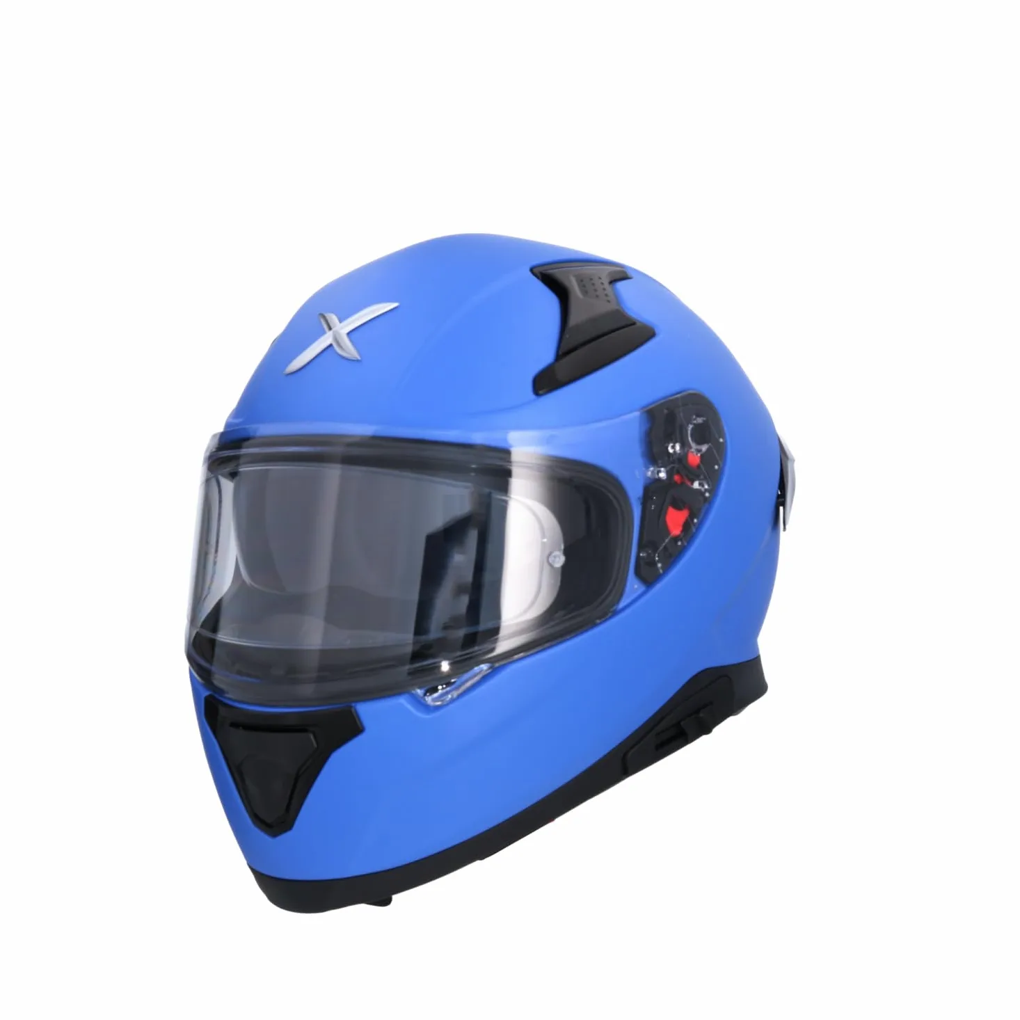 Casco AXOR Apex Solid Casco Integral de Moto Azul Mate con Pantalla Extra y Lente Solar, Diseño Deportivo, Talla XXL