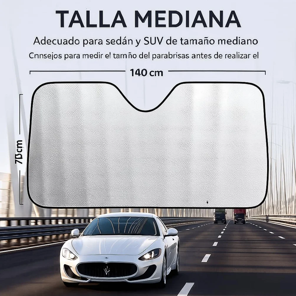 AUTOZOCO Parasol para Parabrisas Delantero Plegable, Protector Solar Universal 140 x 70 cm