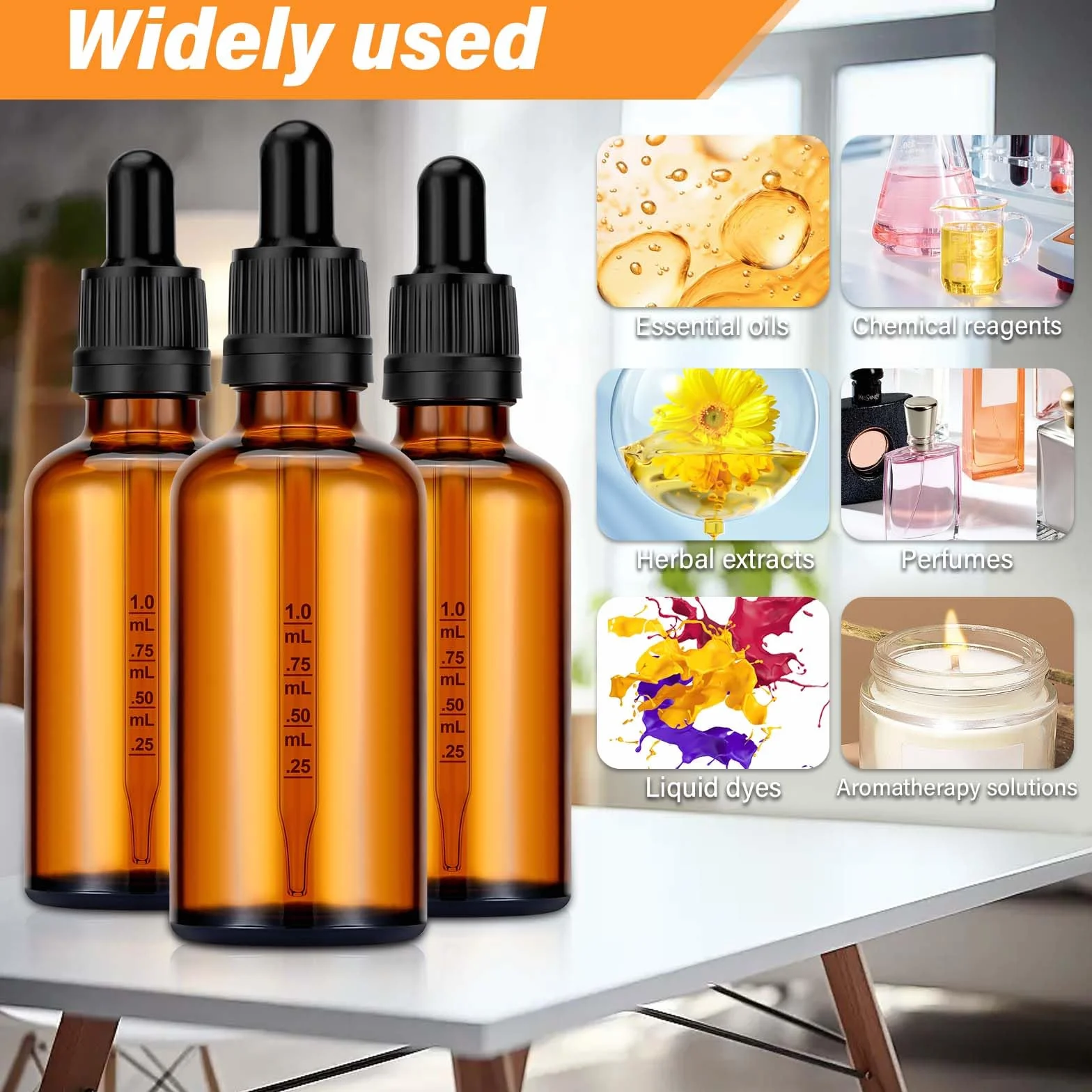 Frascos de Vidrio Marrón 100 ml con Gotero para Aceites Esenciales - 6 Piezas