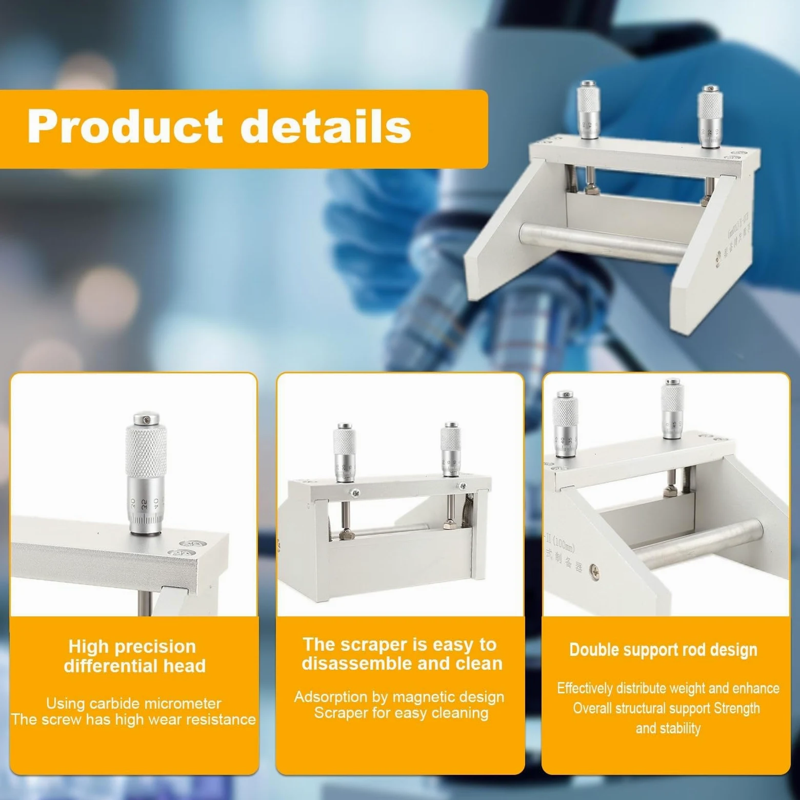 Máquina de recubrimiento de cuchillas de laboratorio, aplicador ajustable con micrómetro para preparación de película húmeda de pintura y tinta, 0-3500 μm de grosor