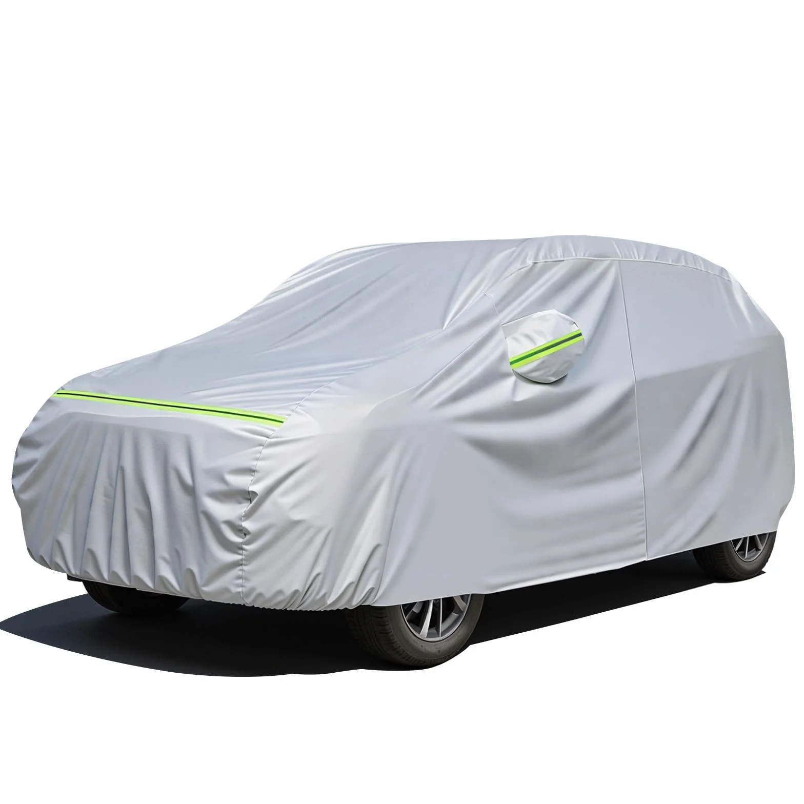 Favoto Funda de Coche Exterior Impermeable Transpirable Compatibles con Audi Q2/Q3 BMW X1/X2 Volvo XC40 Anti-UV Transpirable Resistente al Polvo Lluvia Rasguño Nieve al Aire Libre Plateado