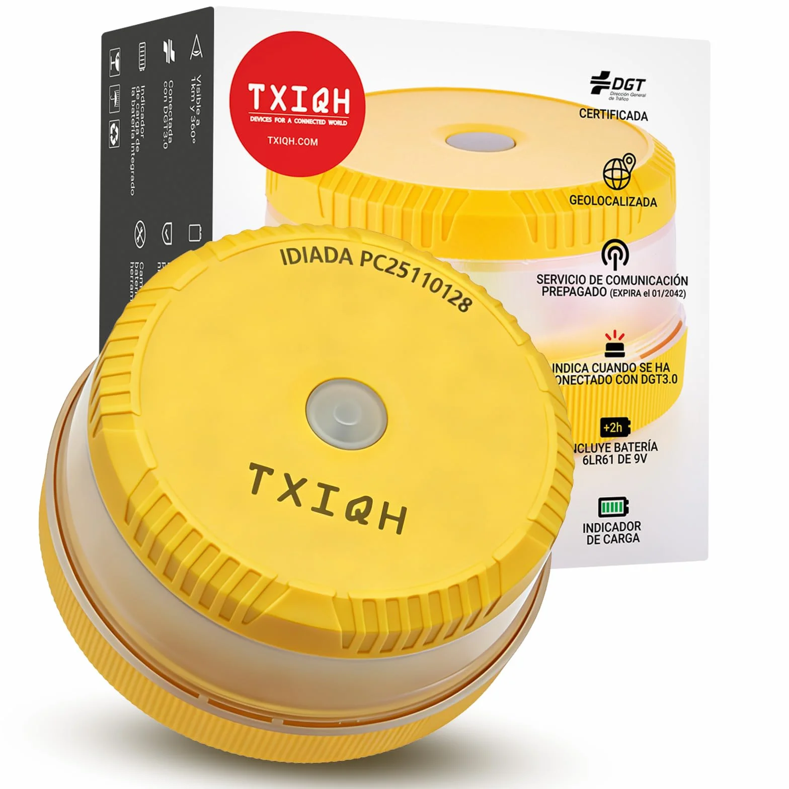 Baliza V16 Homologada DGT con Geolocalización y Conexión DGT 3.0, MOD100 PLUS LED 360°, IP54