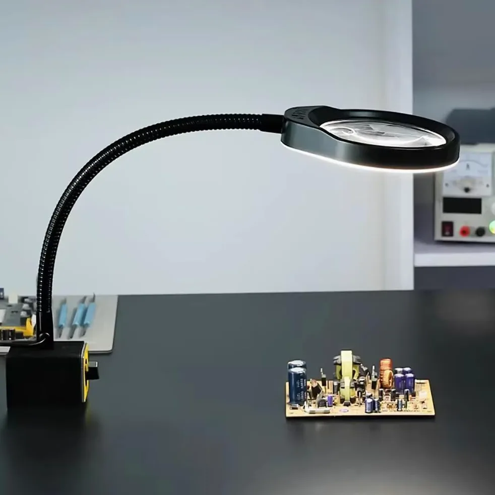 Toplionace Lupa Industrial X05 con Luces LED para Reparación Electrónica - Lámpara de Inspección de Circuitos con Lente de Cristal de Alta Definición