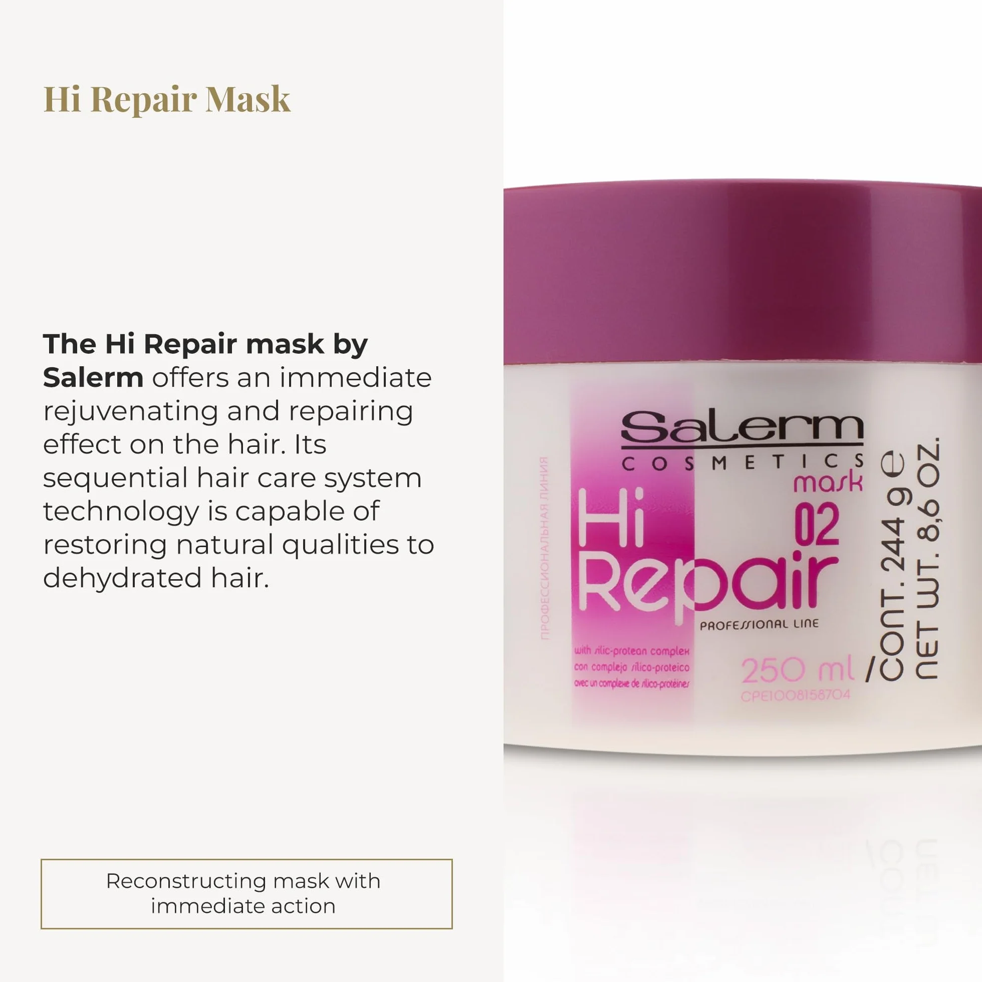 SALERM Mascarilla Reparadora Cabello Hi Repair Mask 250 ml - Hidratación Profunda Cabello Dañado