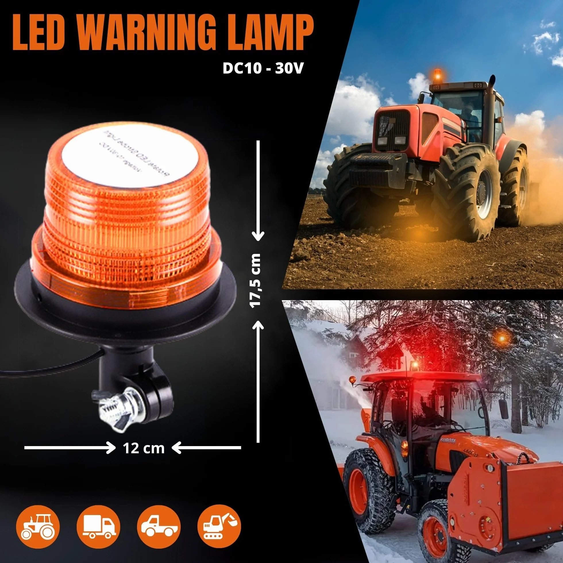 LED Luz Rotativa Tractores Vehículos Agrícolas DC10-30V