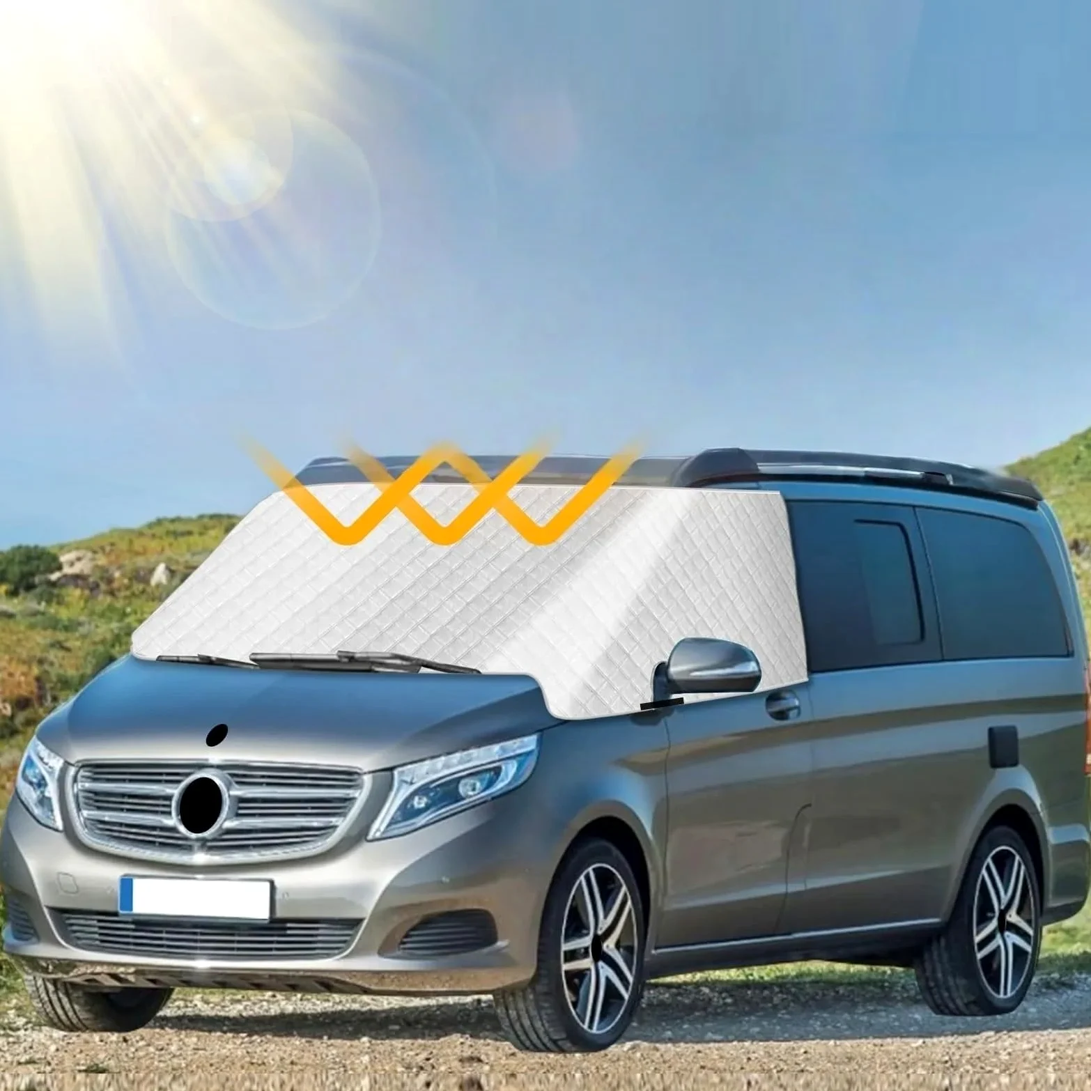 para Benz para Vito W447 2014-2024 Cubierta De Parabrisas para Hielo Y Nieve RV Ventana Delantera Parasol Bloque UV Parasol Coche