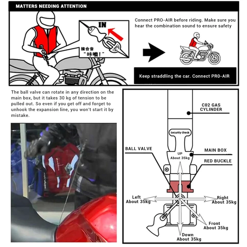 Chaleco De Seguridad Chaleco reflectante Motocicleta Bolsa de aire Air-Bag Chaleco Airbag Moto Reflective Seguridad Chaleco Profesional Bolsa de aire avanzada Ropa reflectante Chaleco Reflectante(Blac