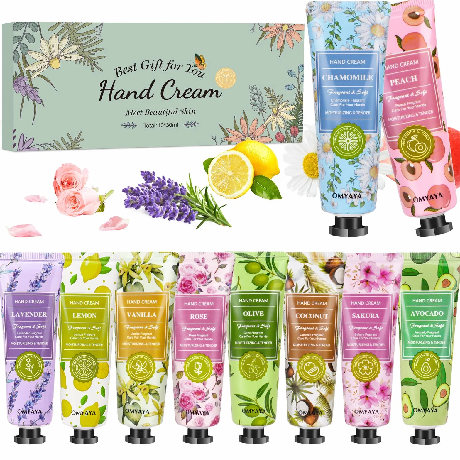 Cremas de Manos Mini Set de Regalo para Mujer 10 Unidades Crema Perfumada para Manos y Pies