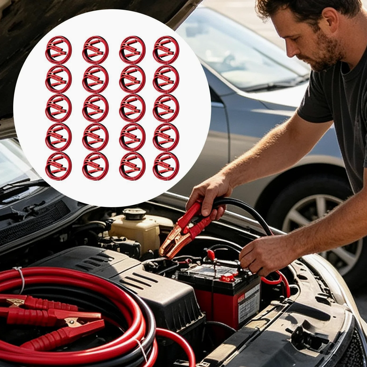 Pinzas De Arranque 20 Piezas De Repuesto Pinzas Y Cables De Arranque Para | Cables De Refuerzo De Batería De Automóvil Para Automóvil Coche Sedán SUV Pickup Camión Remolque Hogar Garaje Y