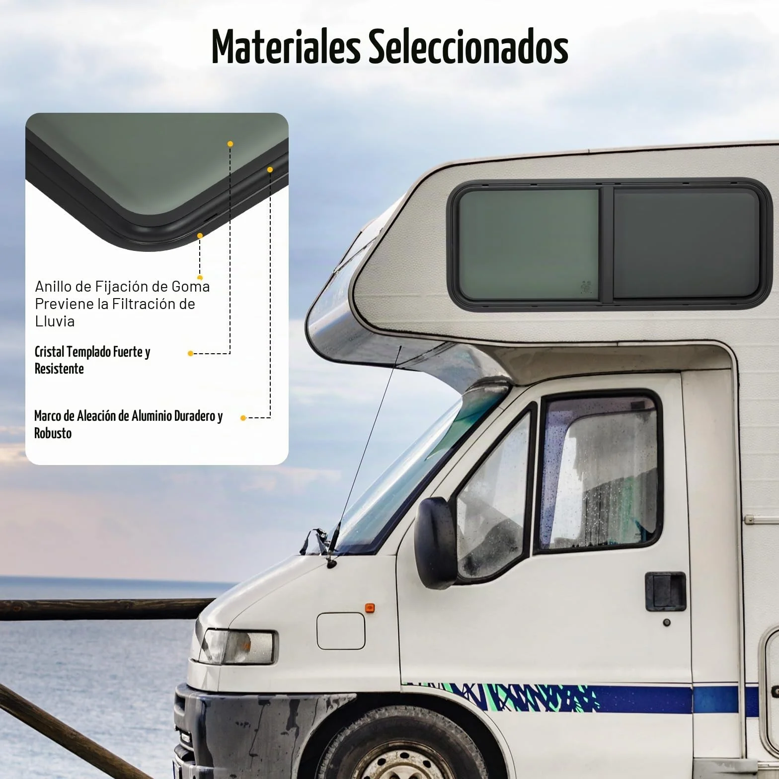 Ventana Lateral de Caravana, Corredera con Protección contra Insectos, Repuesto para Autocaravanas, Remolques, Camionetas u Otros Vehículos (1000 x 400 mm)
