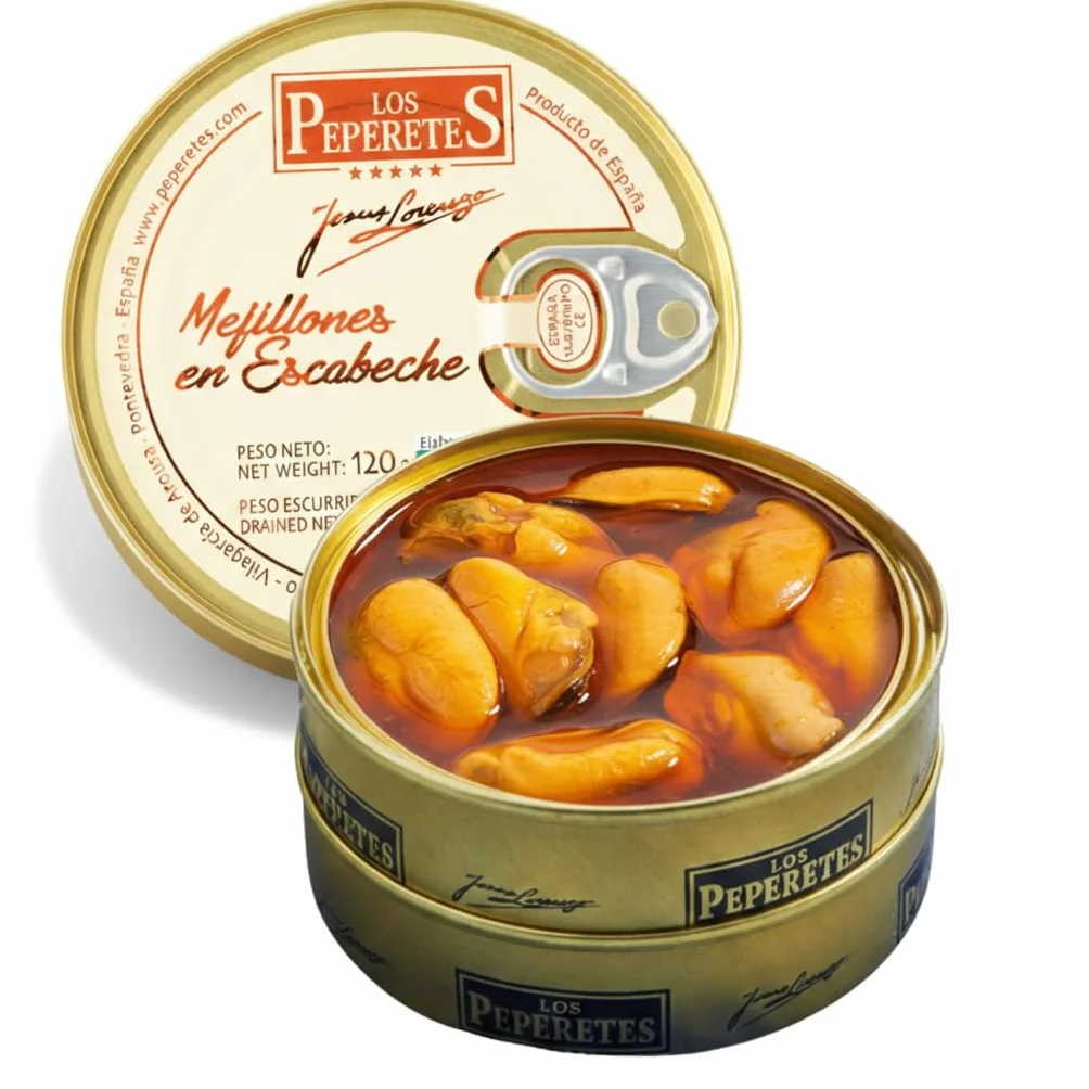 LOS PEPERETES Mejillones en Escabeche 12-14 Piezas 120 g Mejillón Gallego Premium Conserva Gourmet
