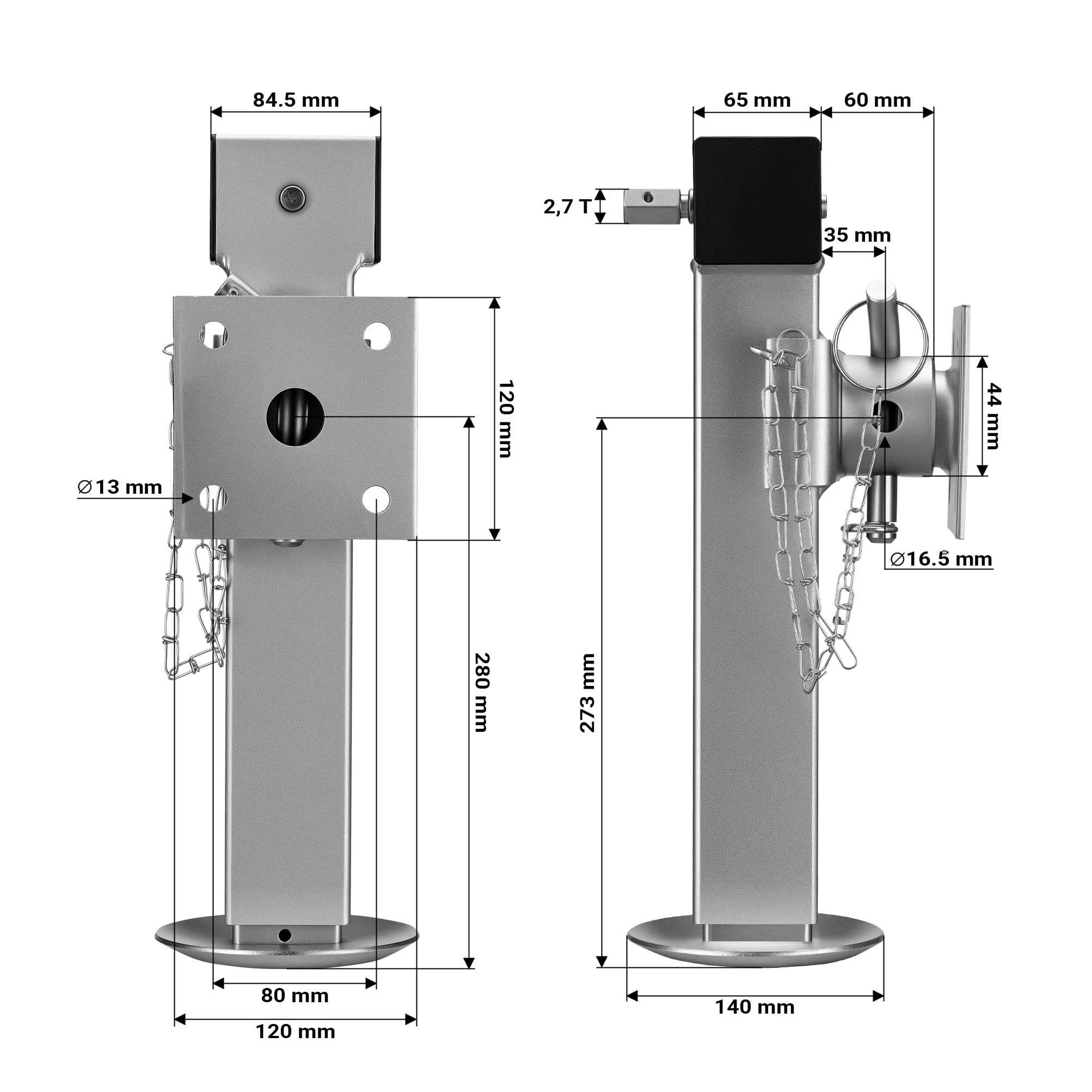 XPOtool Juego de pies de Apoyo Plegables para Remolque basculante de Carga elevada 1350kg Cada uno