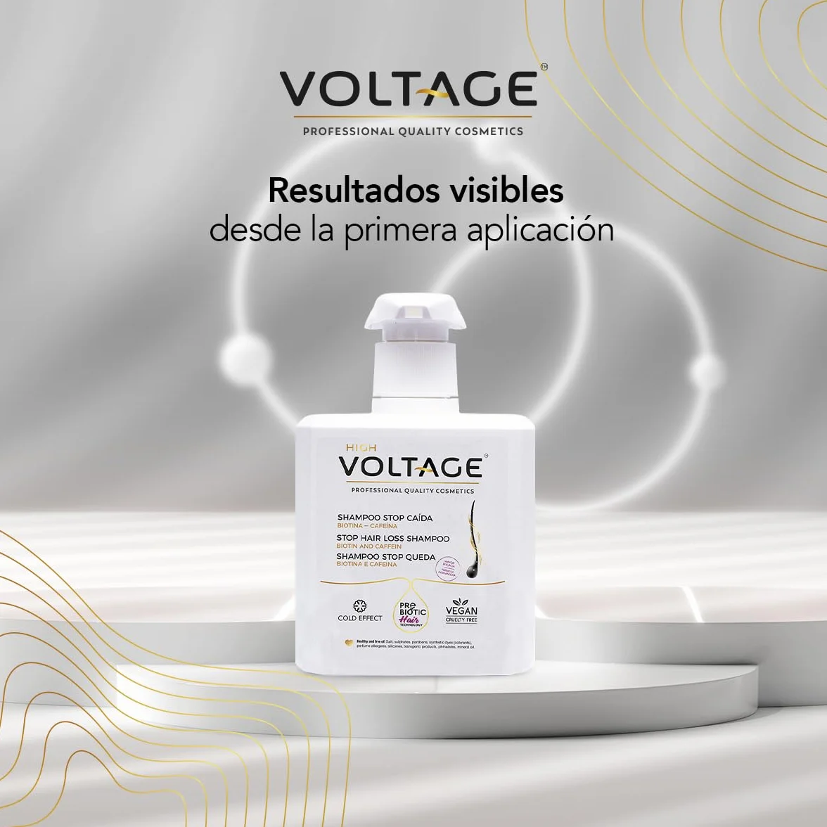 Voltage Cosmetics Champú Anticaída 500 ml con Biotina y Cafeína