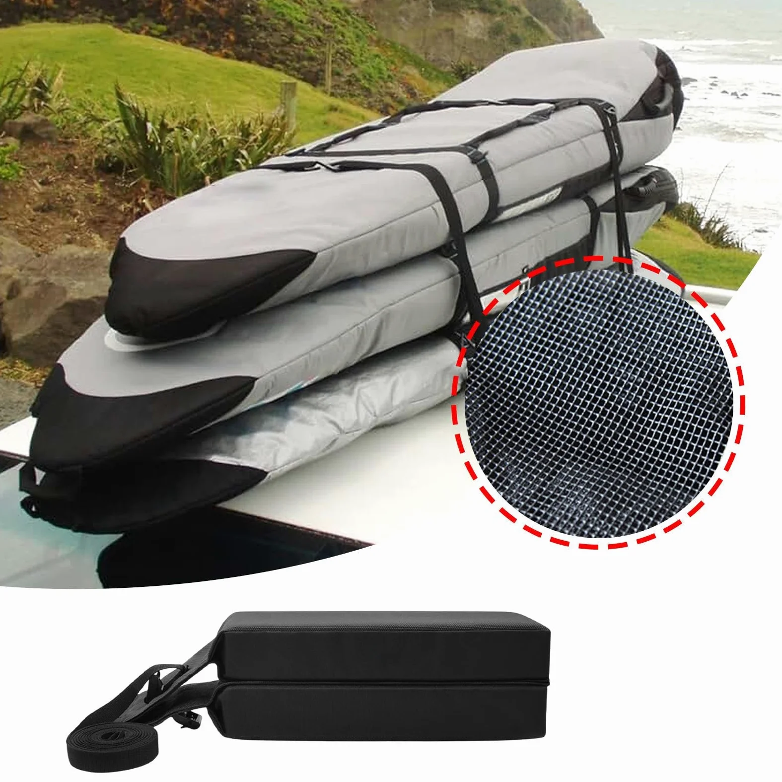 Portaequipajes para Kayak En Techo De Coche Soporte para Kayak Y Tablas De | Organizador Exterior Con Amortiguación Para Sedán, Monovolumen Y Vehículo