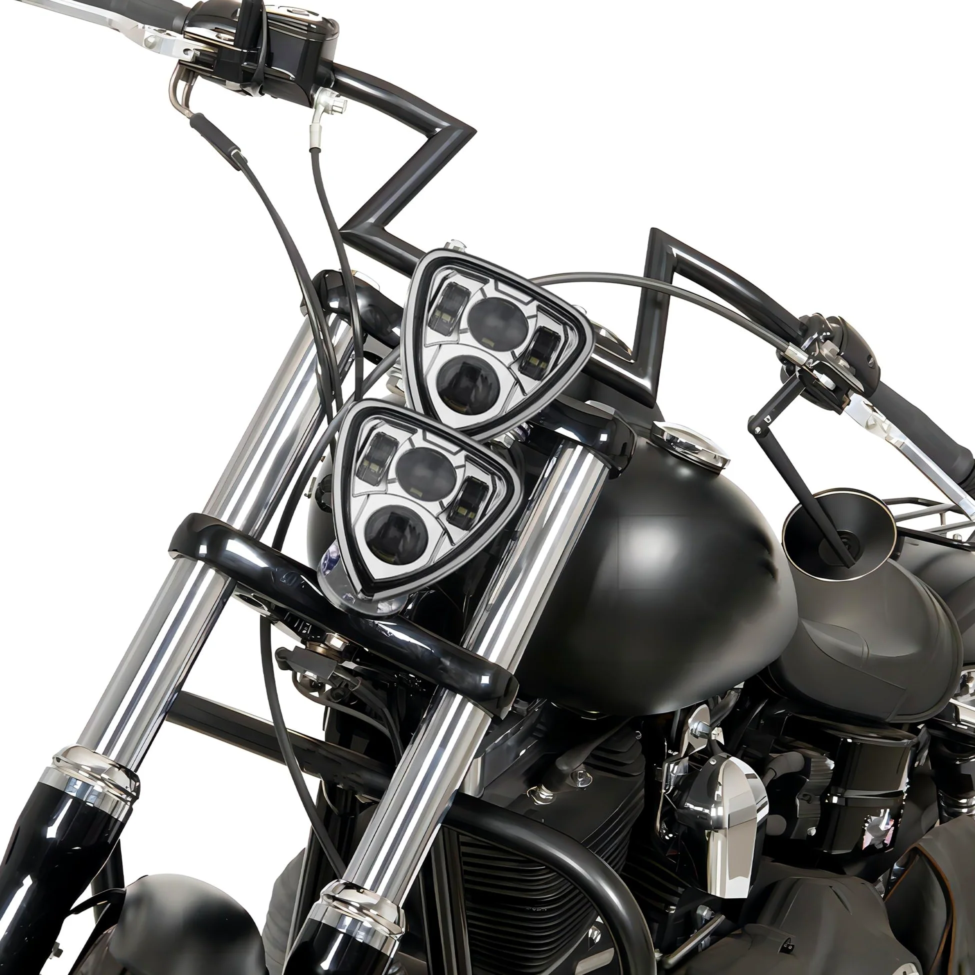 Faros Motocicleta Luz Triangular LED para Motocicleta LED Antiniebla | Luz Triangular LED Para Motocicleta Soporte Conexión Doble Lámpara Para Touring Para Chopper Para Bobber