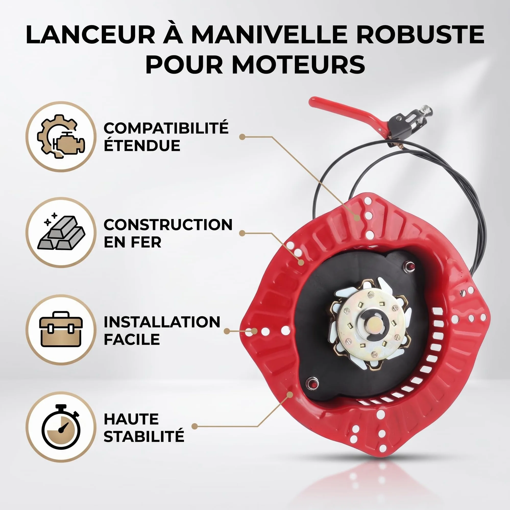 Arranque Manual Reemplazo, Amplia Compatibilidad Modelos 170F 173F 178F, Construcción Metálica Duradera, Fácil Instalación Rápida para Motores Verticales Generadores Tillers