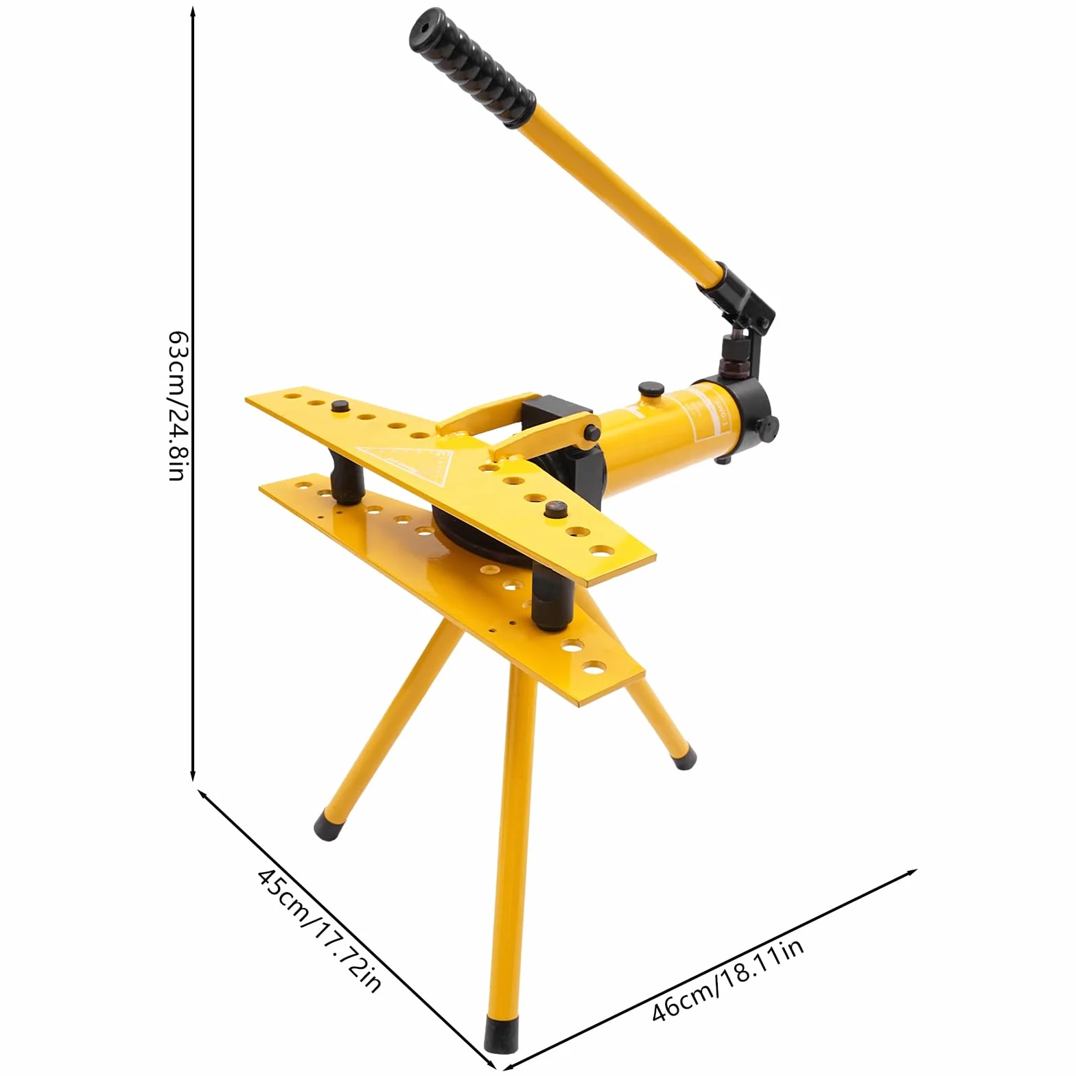 Dobladora de tubos hidráulica manual para flexión máx. 90°, fuerza de flexión hidráulica con 6 tubos de presión, juego de flexión potente, válvula de purga de aire, anillos de sellado
