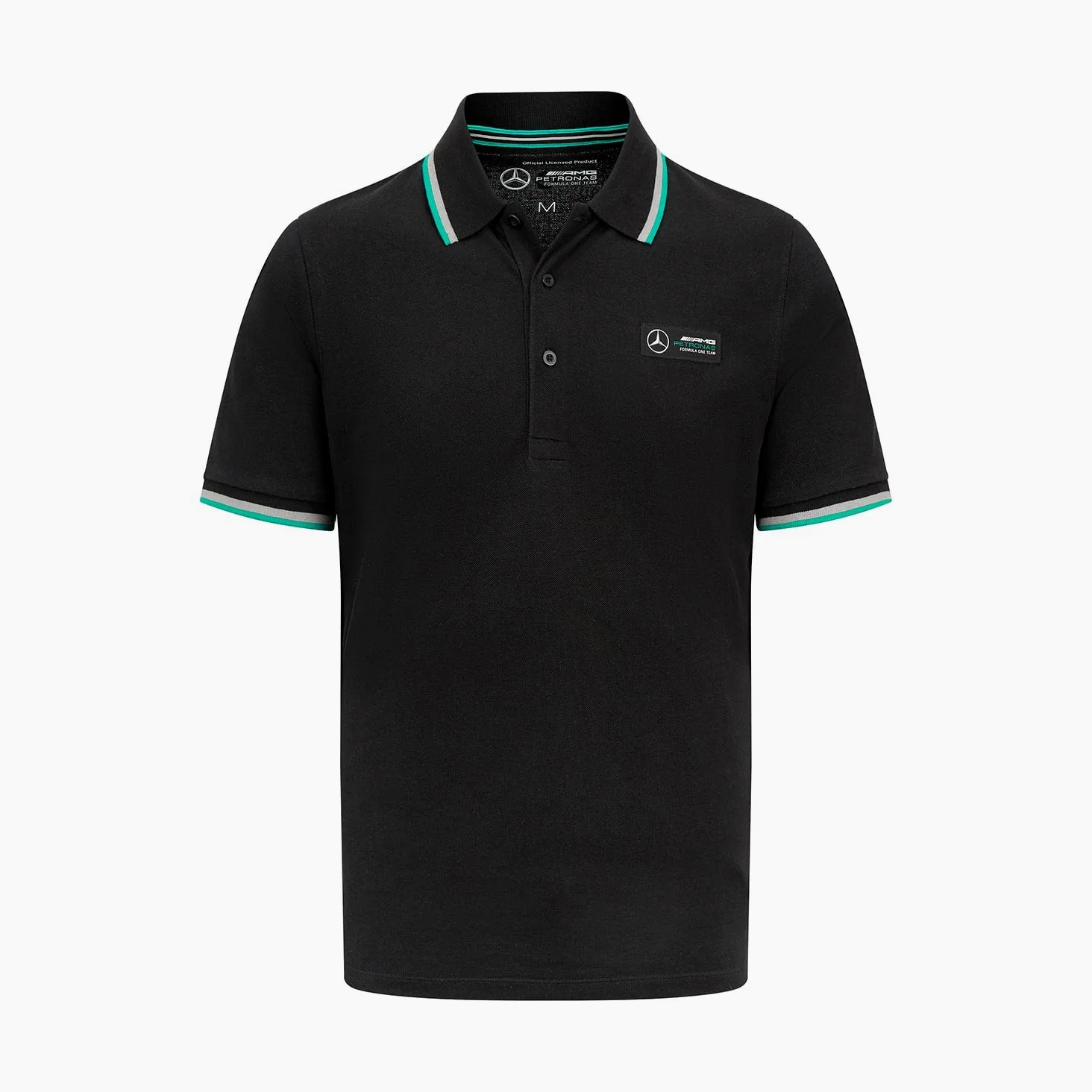 Mercedes AMG Petronas Polo clásico para hombre 2023 negro piqué de algodón