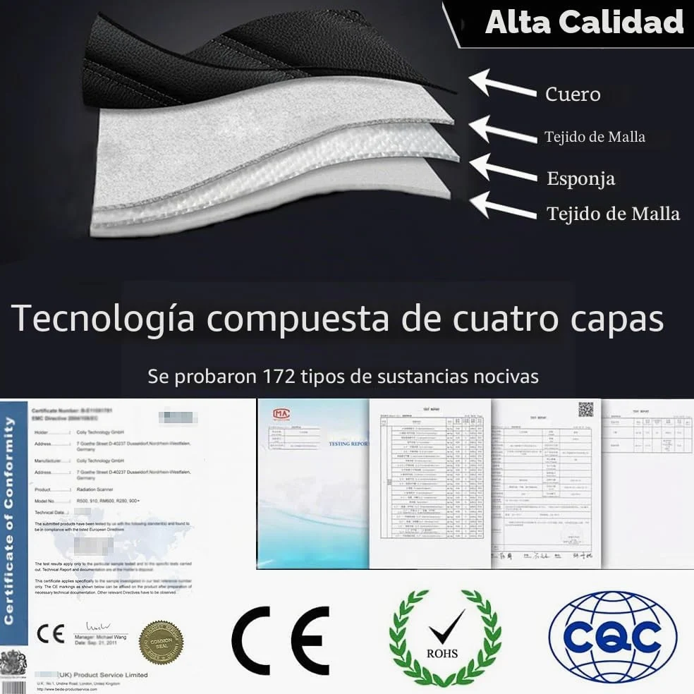 Para Citroen C3 Aircross, C3 Picasso, C4 Cactus, C5 Aircross, C5 X, C6, DS4, DS5 - Juego de 5 Fundas Universales Para Asientos de Coche, de Piel, Transpirables, Color Negro