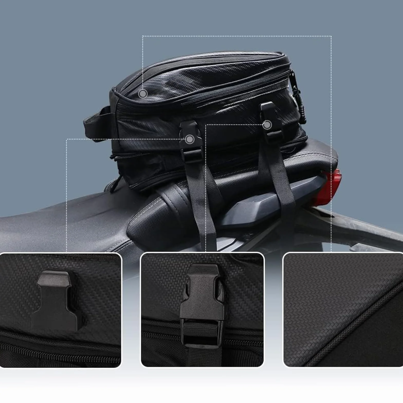 Bolsa Moto Asiento Trasero Multifuncional Polipiel Estilo Deportivo
