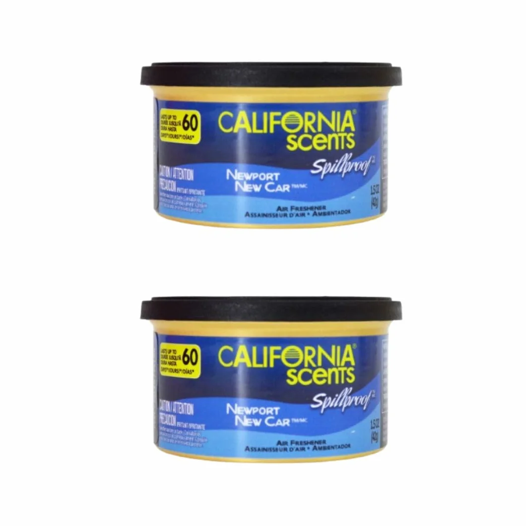 AutoFullCar – California Scents Ambientador de Coche Aroma “Coche Nuevo” – Fragancia Duradera (hasta 30 Días) – Intensidad Regulable – Formato Lata 42 g – Aroma Fresco y Premium (2 UNIDADES)