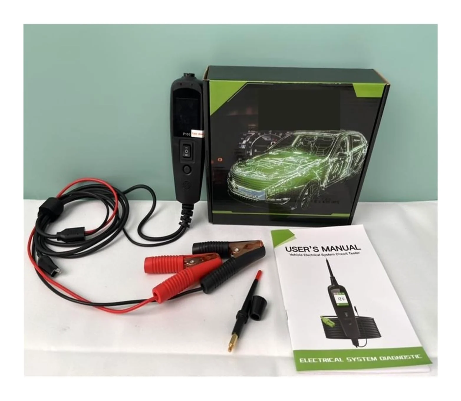 Comprobador de baterias Instrumento de diagnóstico de circuitos de camiones, motocicletas y automóviles P100, herramienta de mantenimiento for pruebas de cortocircuito, comprobador de vehículos(2m tes