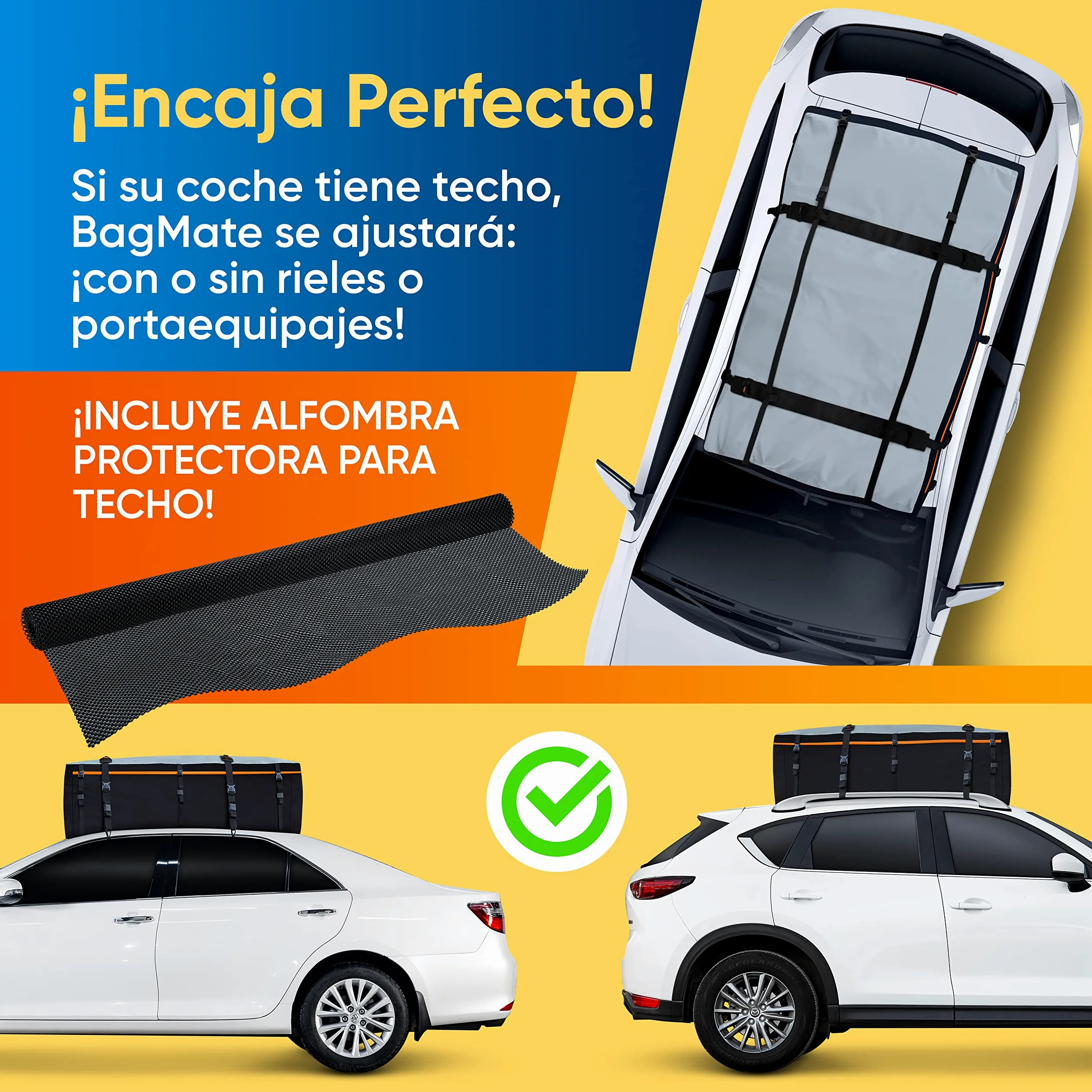 Rhino Bagmate Bolsa De Techo XL 540L (19 Pies Cúbicos). Protección UV 100% Impermeable. Cofre Techo Coche Extremadamente Duradero para Todos Los Coches con Techo
