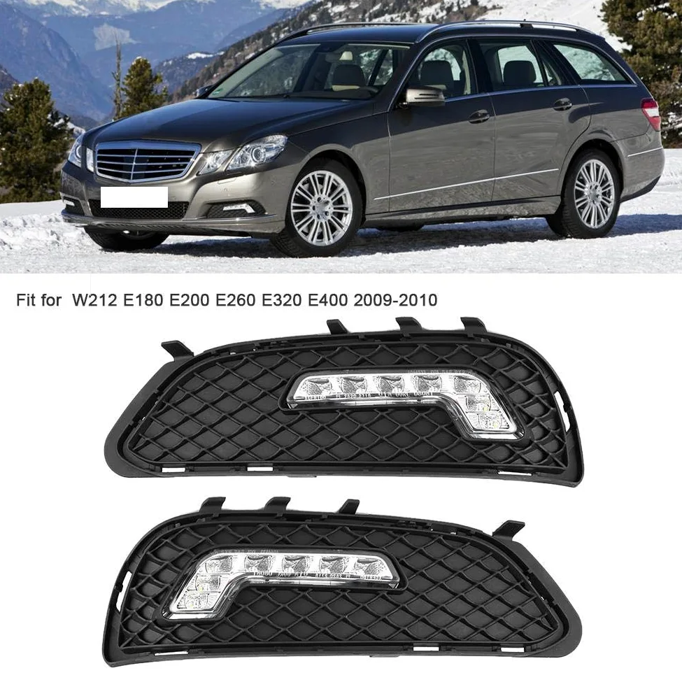 Luz de circulación diurna-Duokon 1 par de luces de circulación diurna, luz de conducción LED DRL en forma de L para E-Class W212 E180 E200 E260 E320 E400 2009-2010