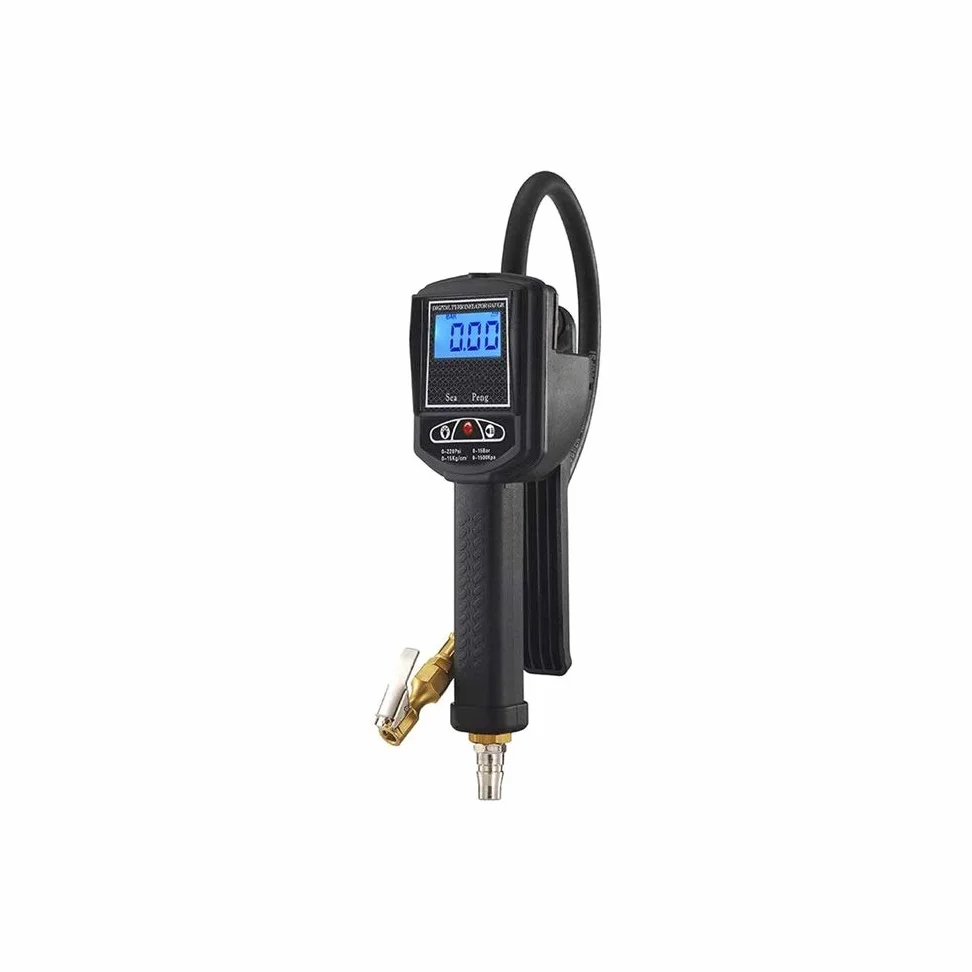 Inflador digital de manómetro de presión de neumáticos, 255 PSI Inflador de neumáticos Compresor de mandril de aire Accesorios con manguera de goma de 360° para automóvil Bicicleta Rv Camión Automóvi
