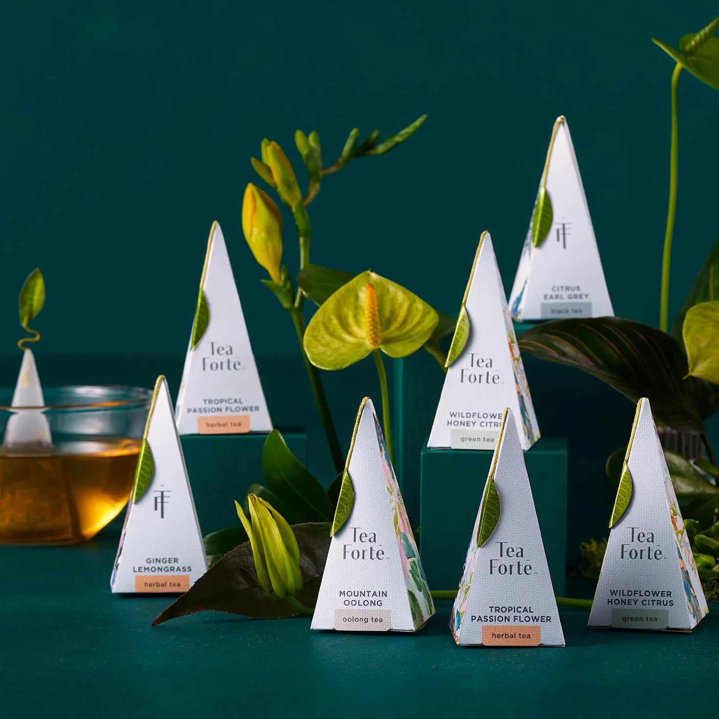 Tea Forte Demoiselle Premium Tea Petite Caja de Presentación, Juego de Regalo de Muestra de Té, 10 Unidades, Bolsas Infusoras Piramidales