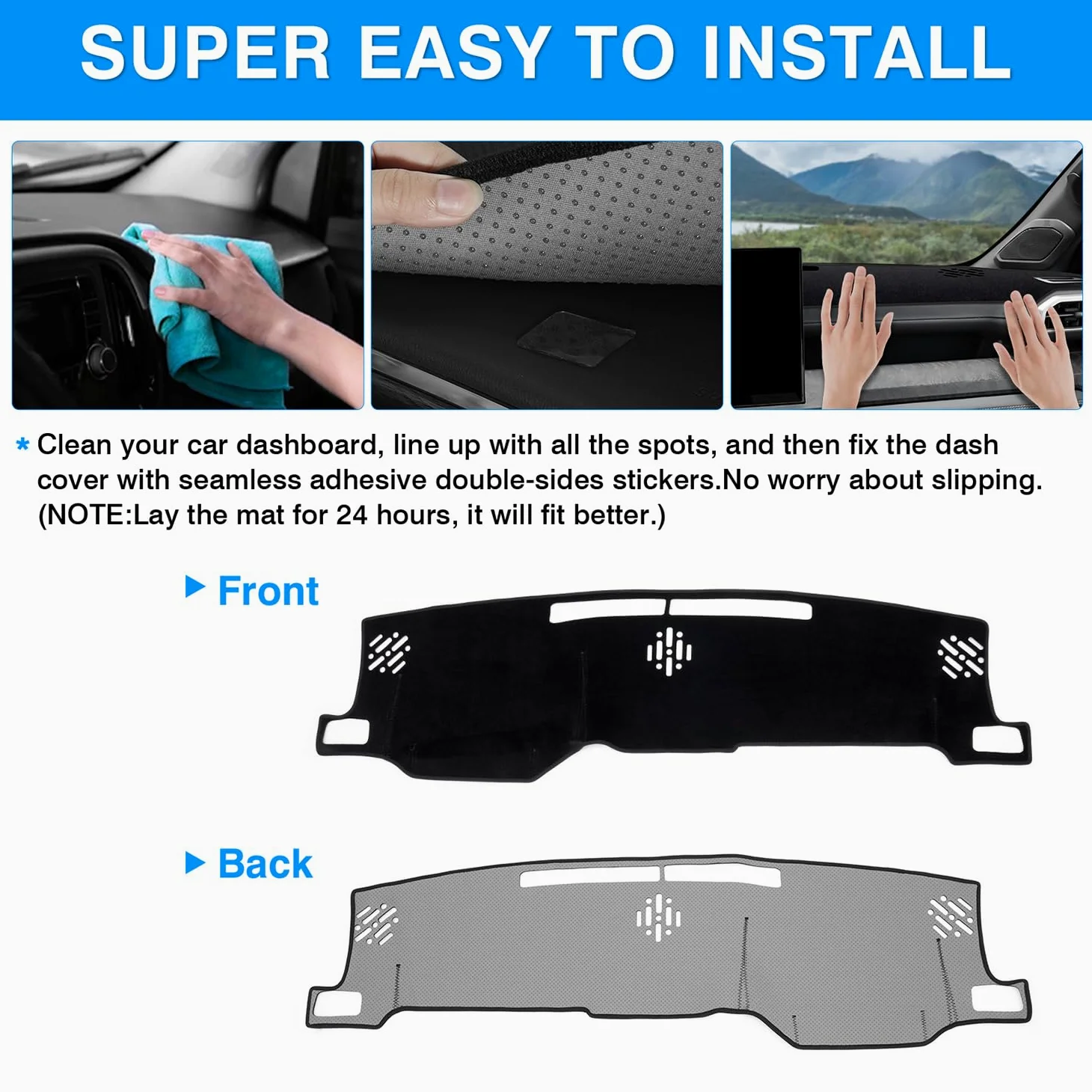 Autorder Alfombrilla de Cubierta de salpicadero para Toyota Tacoma 2024 2025, Accesorios para salpicadero, Protector de Rayos UV