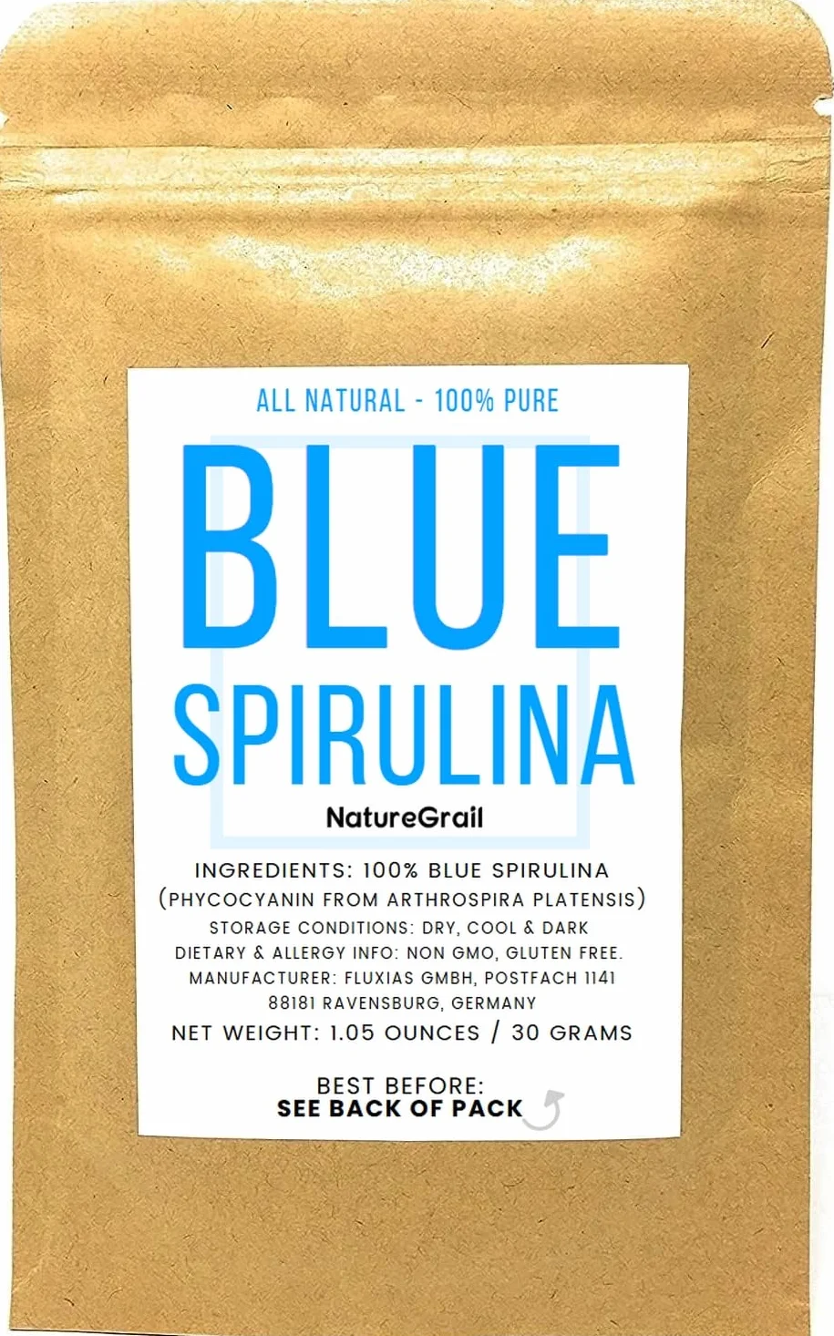 Polvo De Espirulina Azul 100% Puro - Ficocianina - Colorante Alimentario Azul Profundo - Arthrospira Platensis