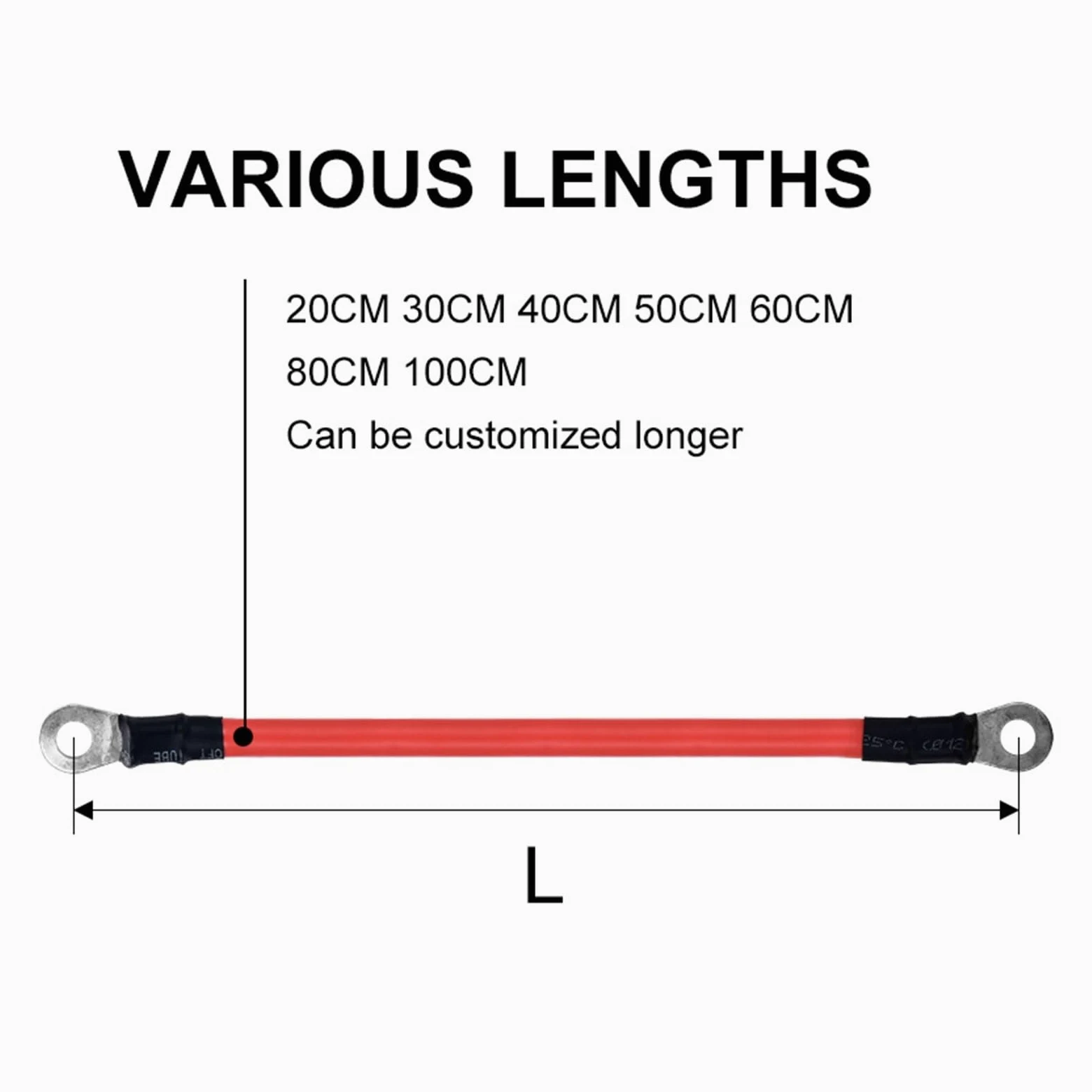 Cable de conexión del inversor batería 8 6 4 2 AWG arranque puente for coche UPS M8 M6 M10 alta corriente, Servicio pesado(200CM,2AWG-35mm2-M8)