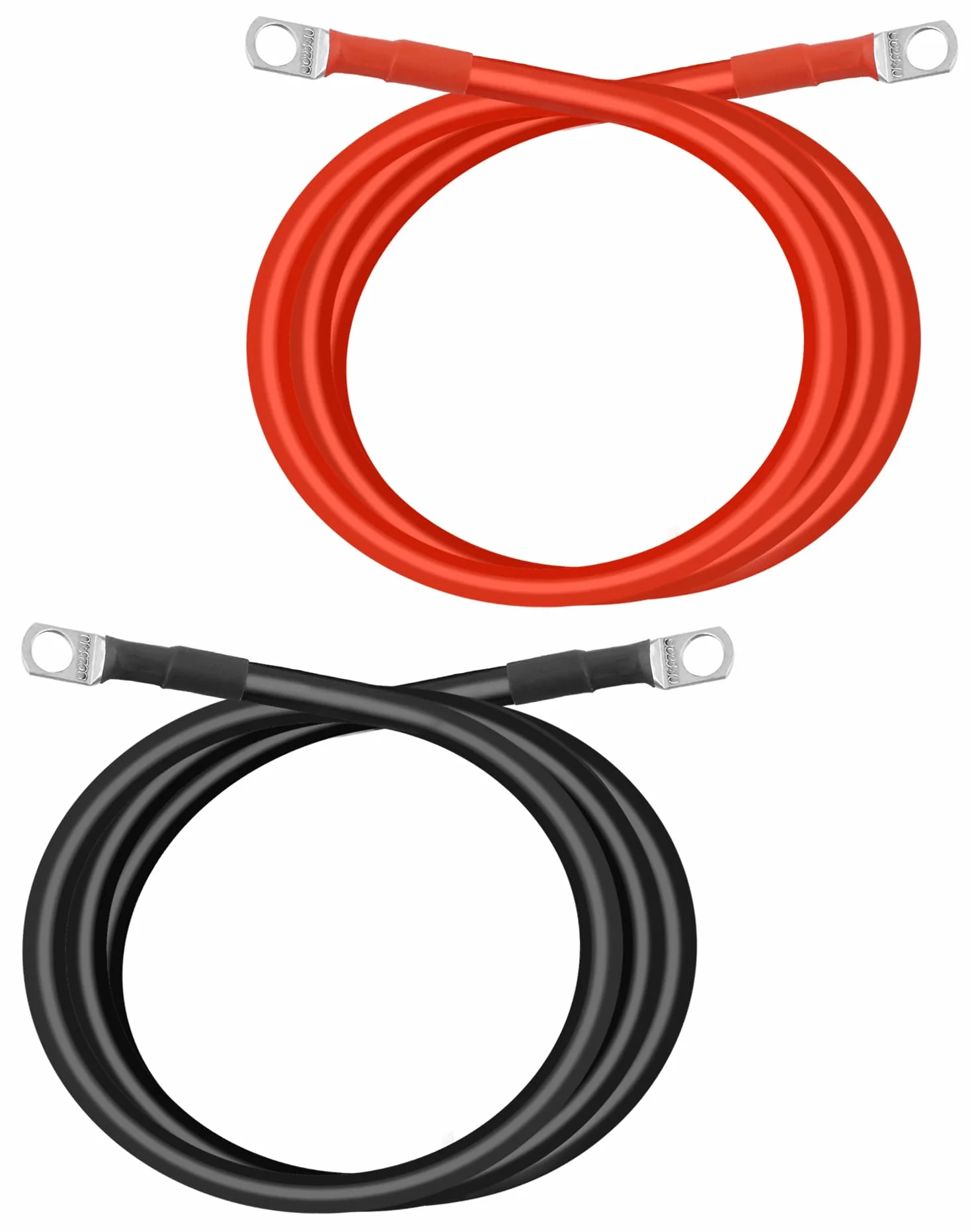 QWORK® 2 Piezas 100 cm Cable de Arranque Batería 25mm² 3AWG con Terminales Anillo M10 para Automóviles, Camiones, Motos, RV, Marino y Solar