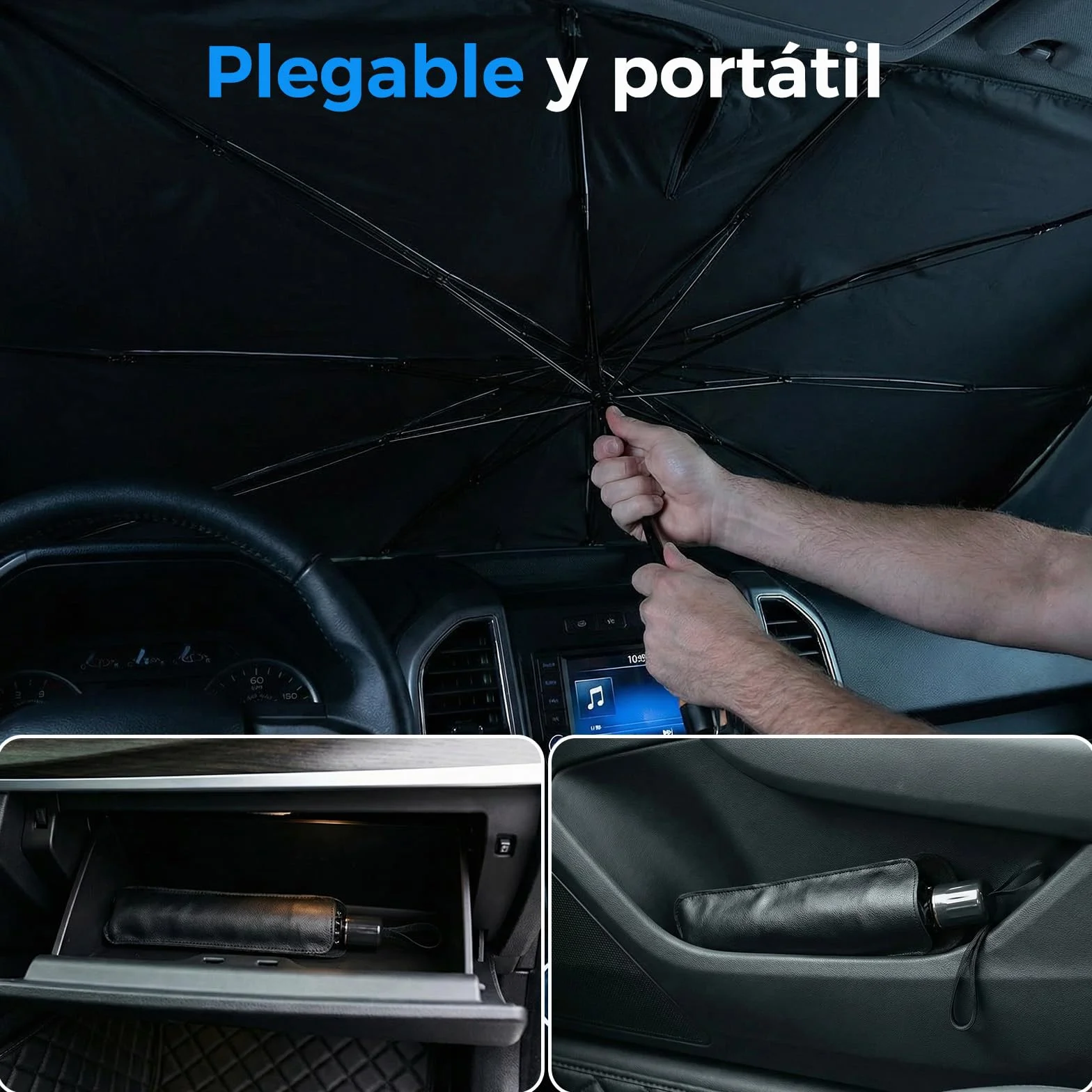 Parasol Coche Delantero, Paraguas Parasol Coche, Parasol Paraguas Coche para La Mayoría De Los Modelos（75cm*135cm）