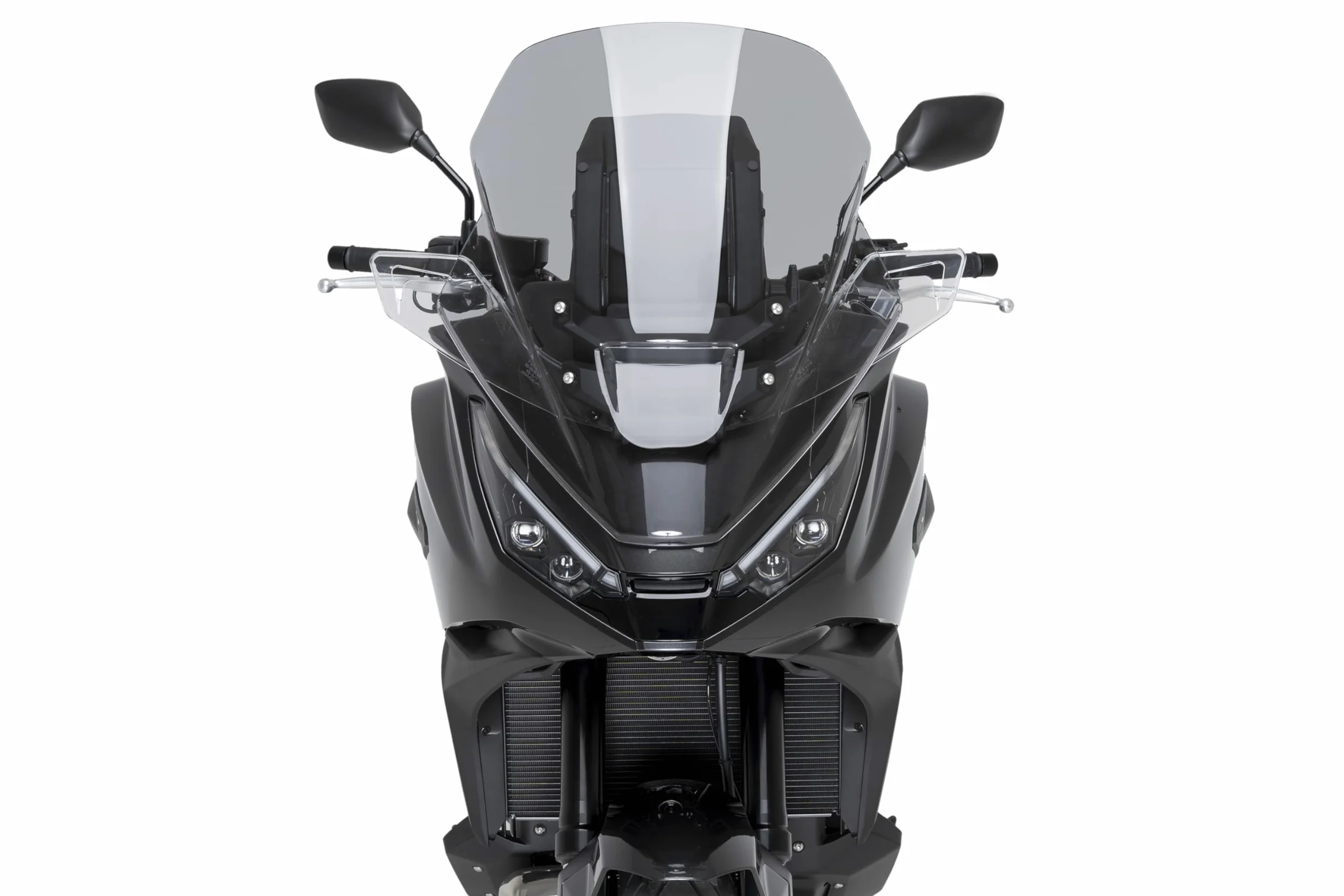 Puig 22402H Cúpula Touring alta y aerodinámica en acrílico CN de 4 mm con perfil redondeado, zona superior plana y deflectores que mejoran protección, Ahumado