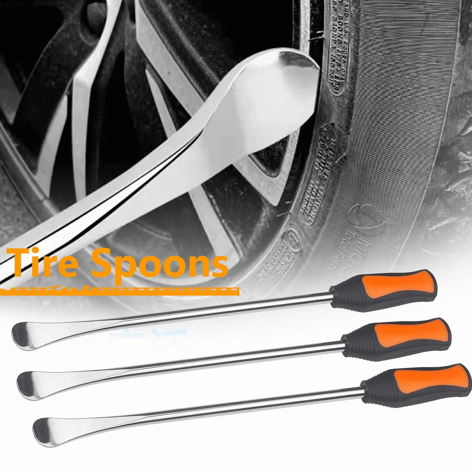 Juego de cucharas para neumáticos de 36,8 cm para motos Dirt Bike (3 cucharas de neumáticos + 2 protectores de llantas)