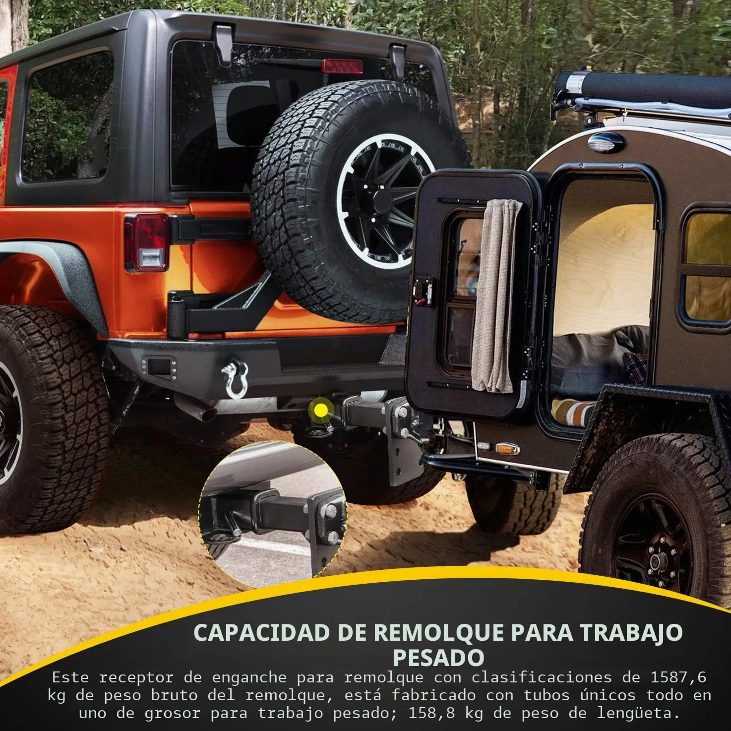 Nilight JK61A Kit de Receptor de Enganche para Remolque de Parachoques Trasero de 2 Pulgadas, Compatible con Jeep Wrangler JK 20072018 de 4 Puertas y 2 Puertas ilimitadas, con arnés de cableado de